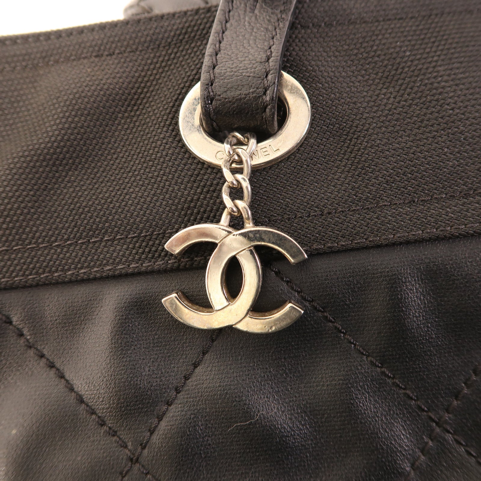 CHANEL CC SHW Tote Bag Canvas Black