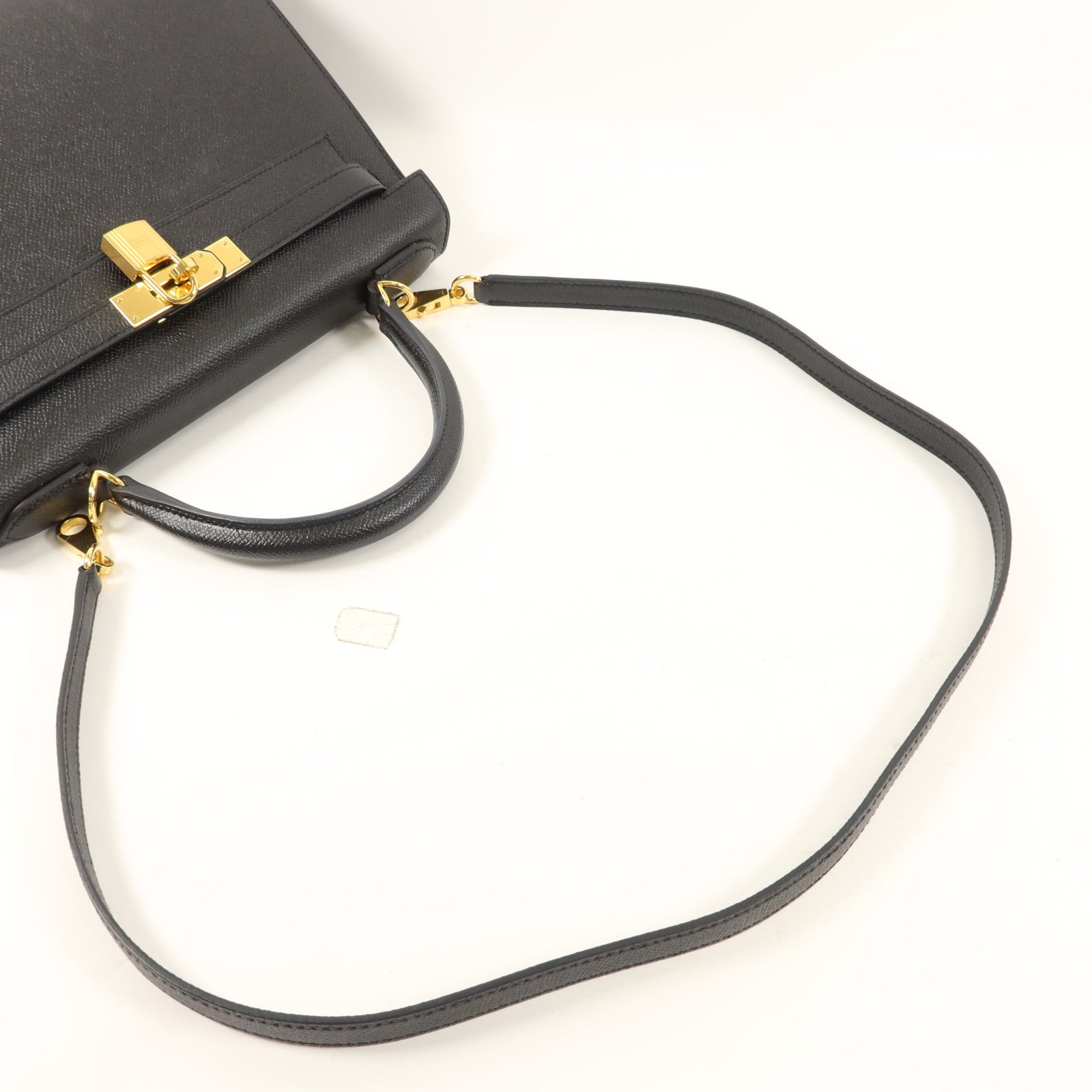 HERMES Epsom皮革Kelly 28手挽肩背兩用袋Noir