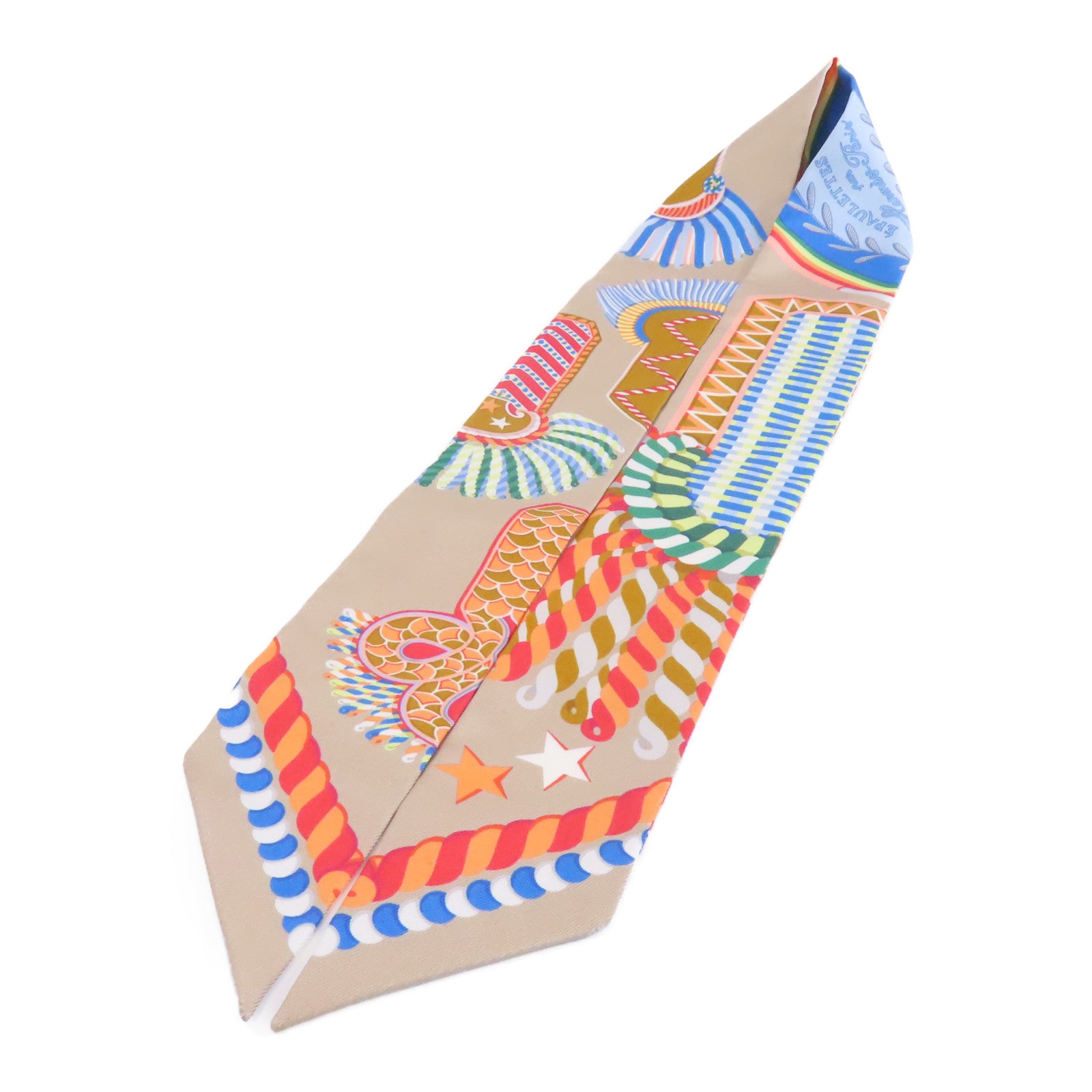 HERMES 絲質Twilly絲巾淺藍色/粉紅色/彩色