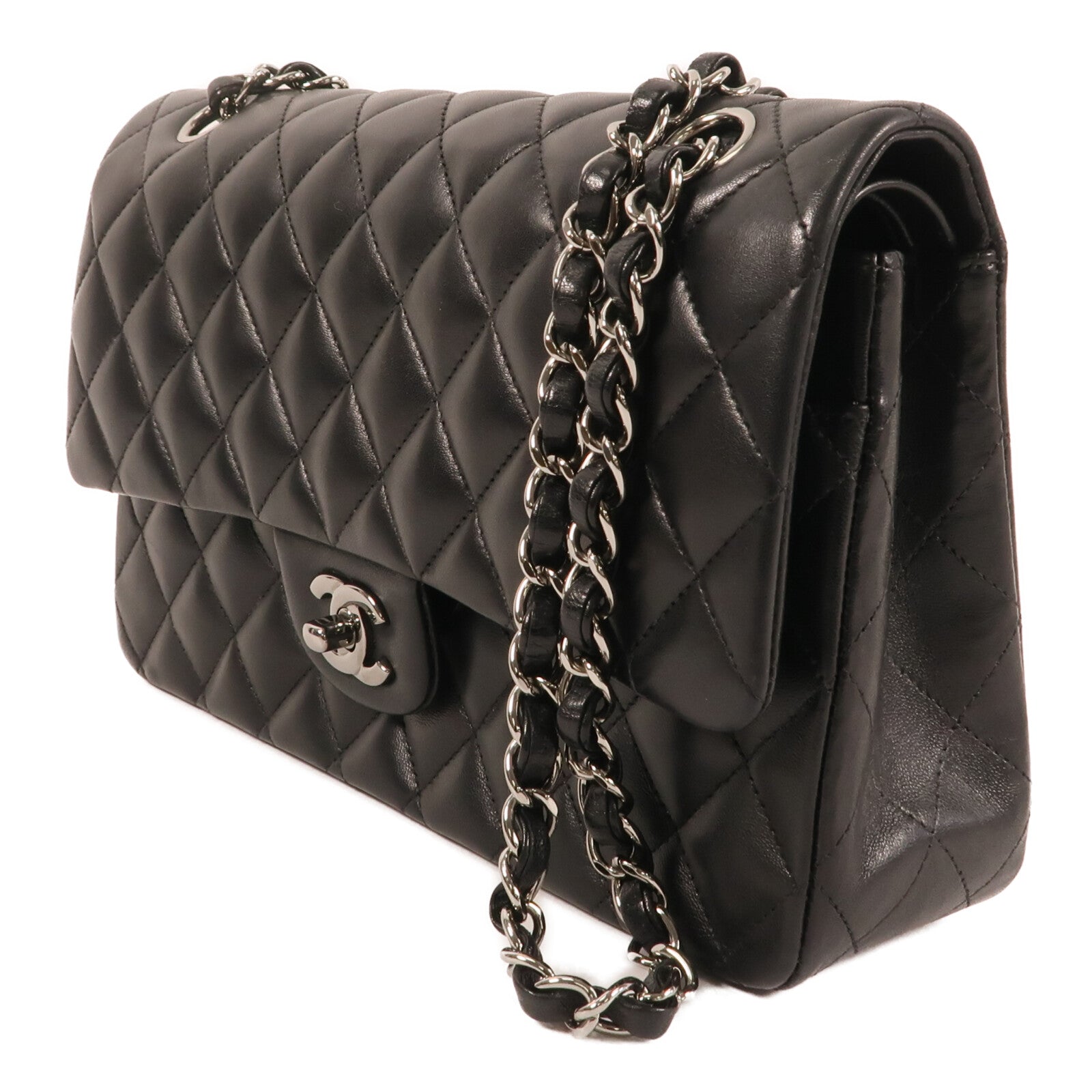 CHANEL 羊皮皮革Classic 25銀扣鏈帶肩背袋