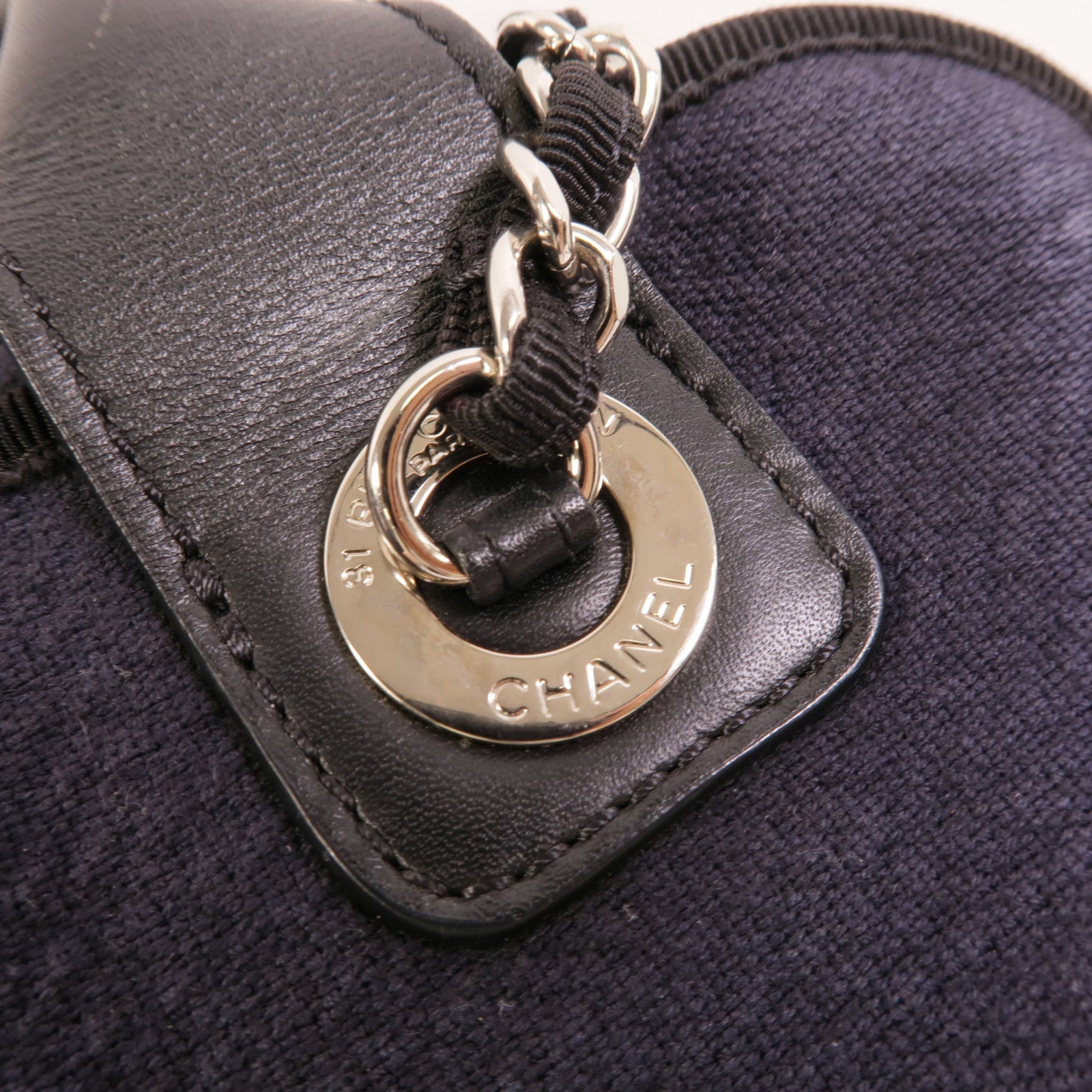 CHANEL 帆布Deauville Bowling鏈帶手挽肩背兩用袋