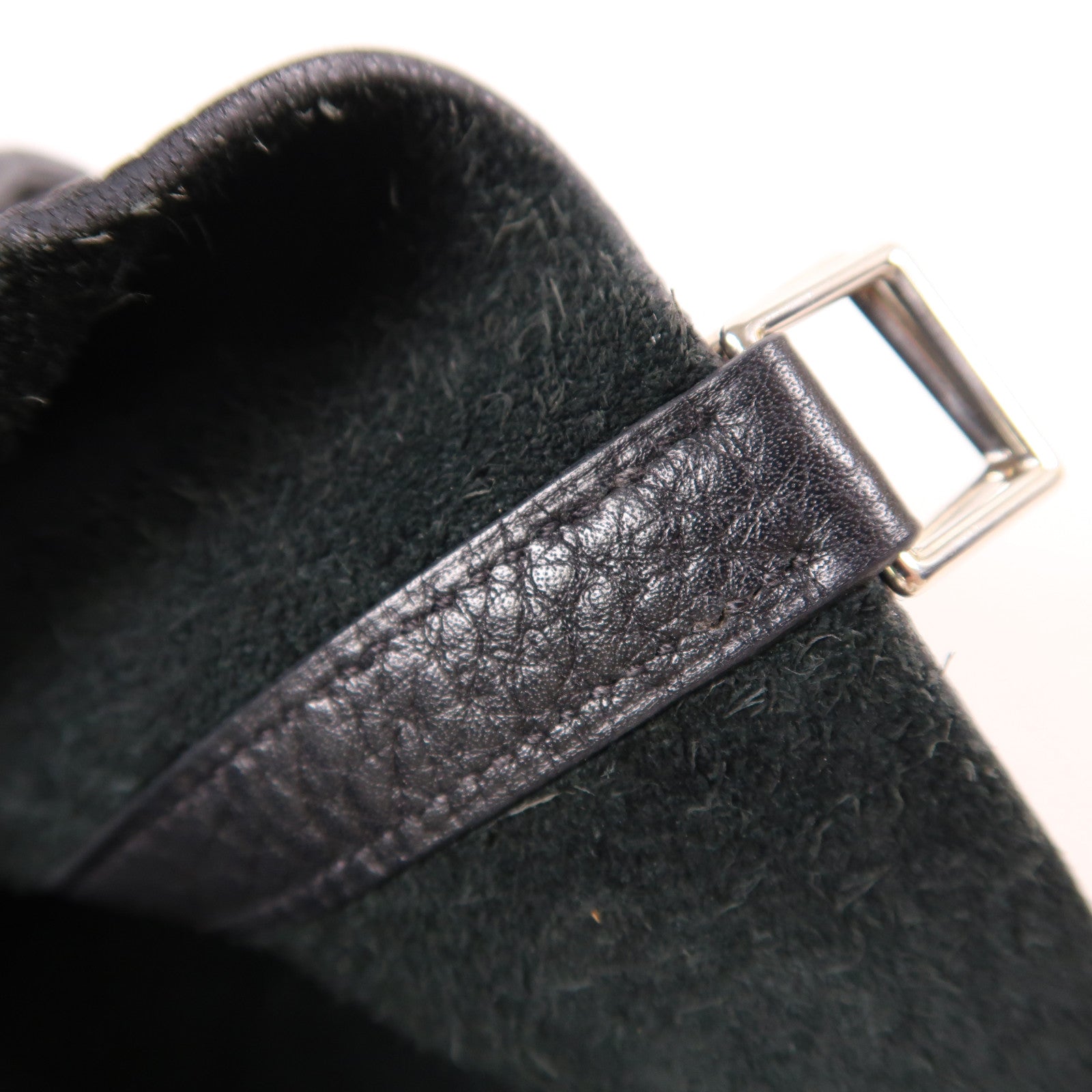 HERMES Clemence皮革Picotin MM銀扣手挽袋Noir