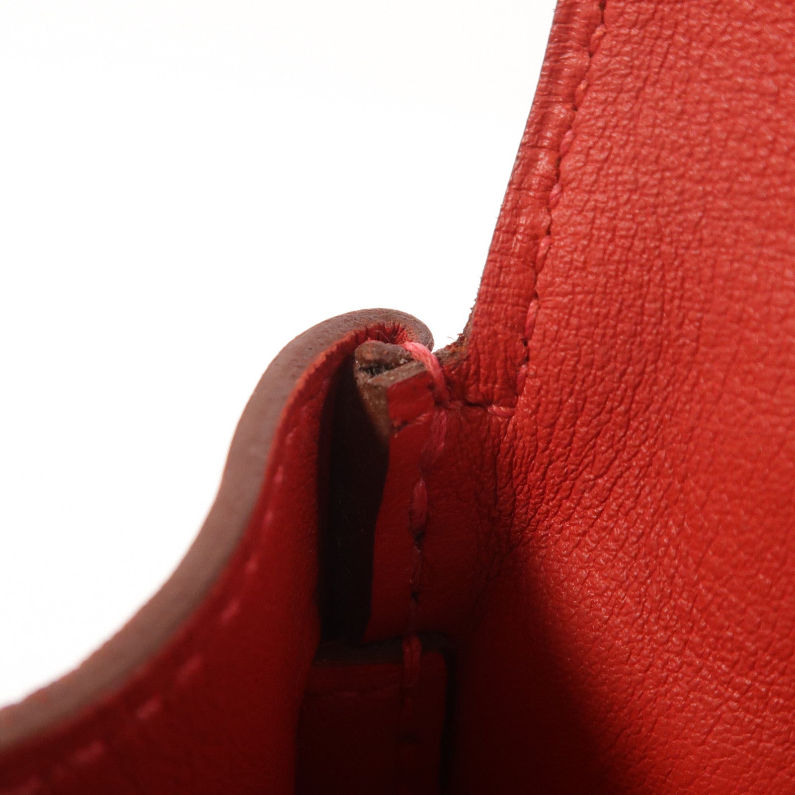 HERMES Swift皮革Berline Mini銀扣肩背袋Vermillon