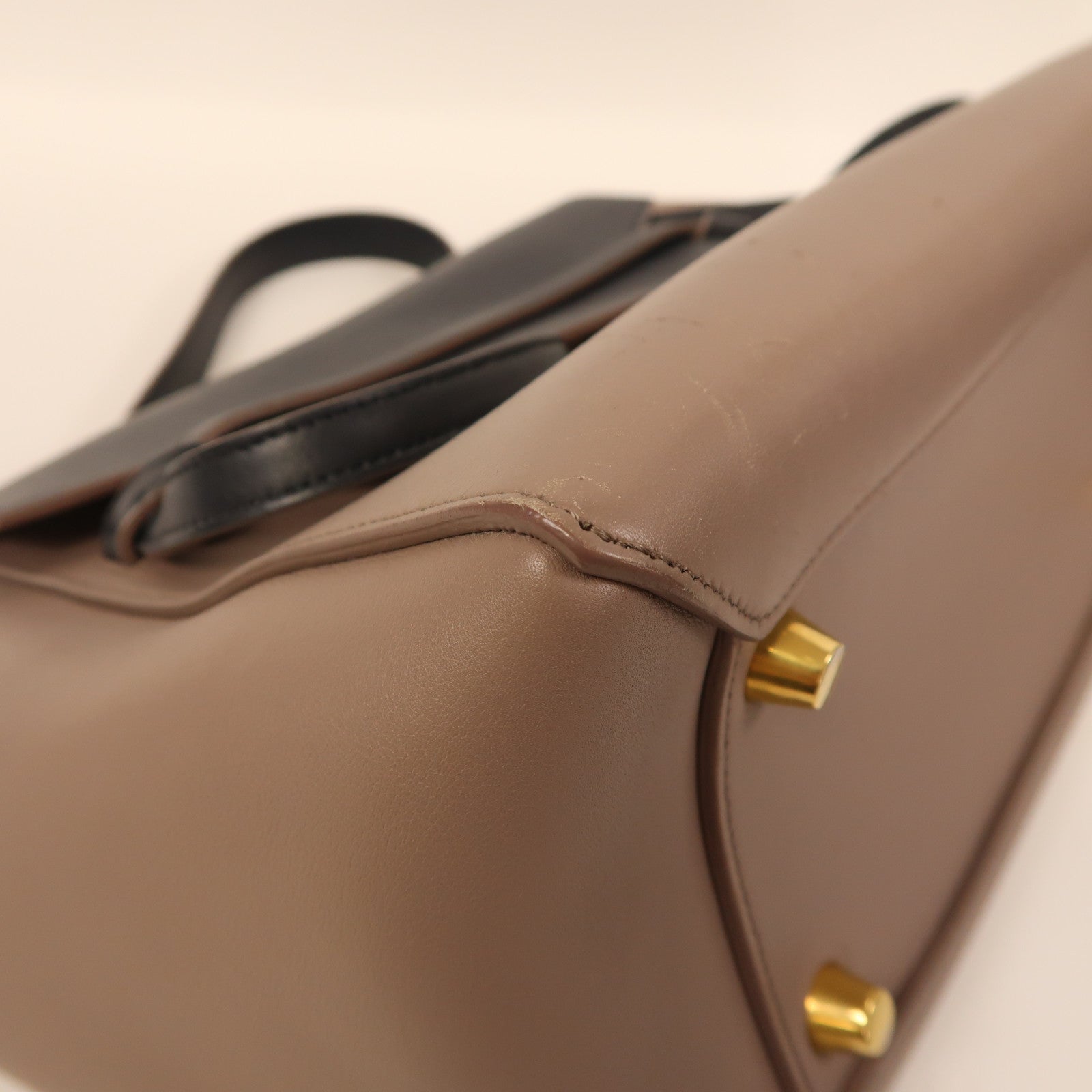 CELINE 【激減優惠】牛皮皮革Belt Bag Mini金扣手挽肩背兩用袋黑色/啡色