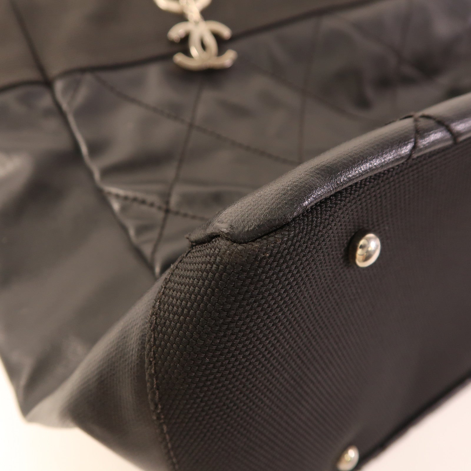 CHANEL CC SHW Tote Bag Canvas Black