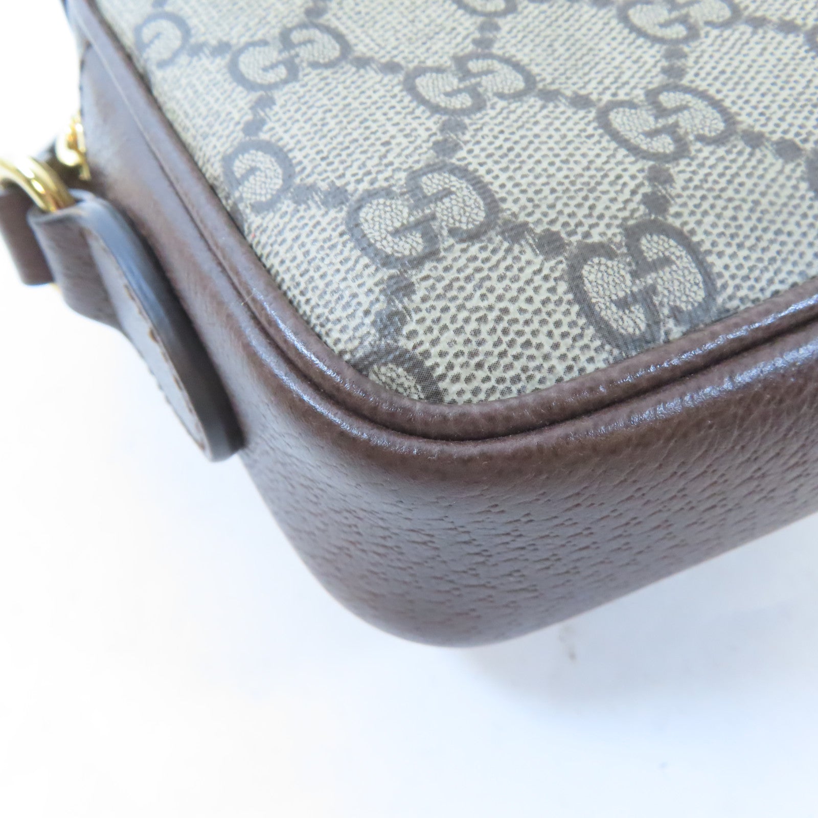GUCCI 塗層帆布Ophidia金扣肩背袋棕色
