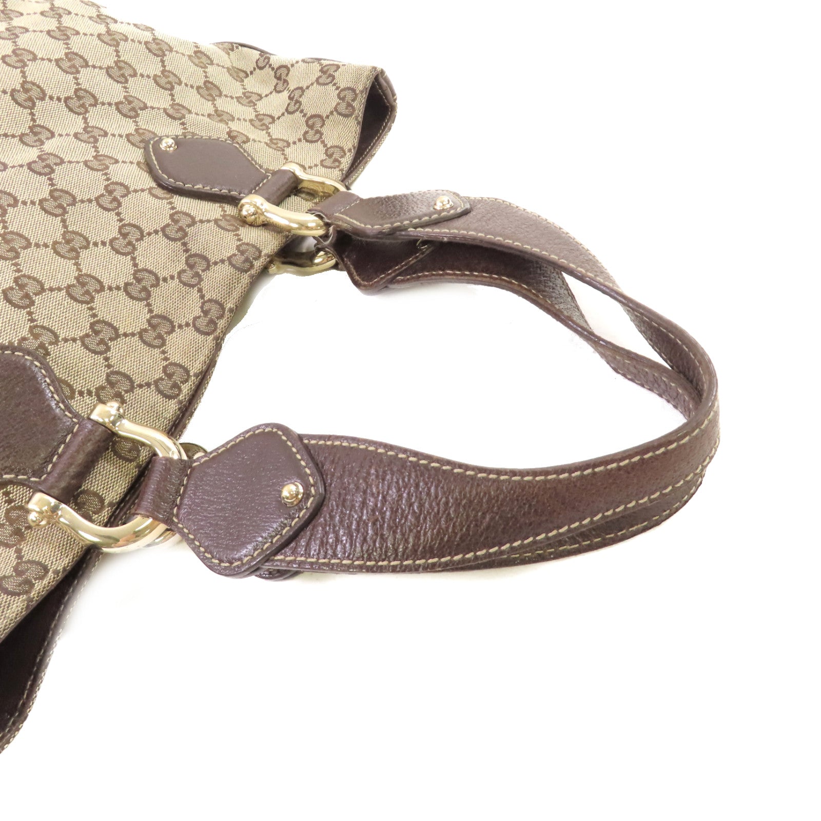 GUCCI 【激減優惠】GG帆布Tote Bag金扣手挽啡色