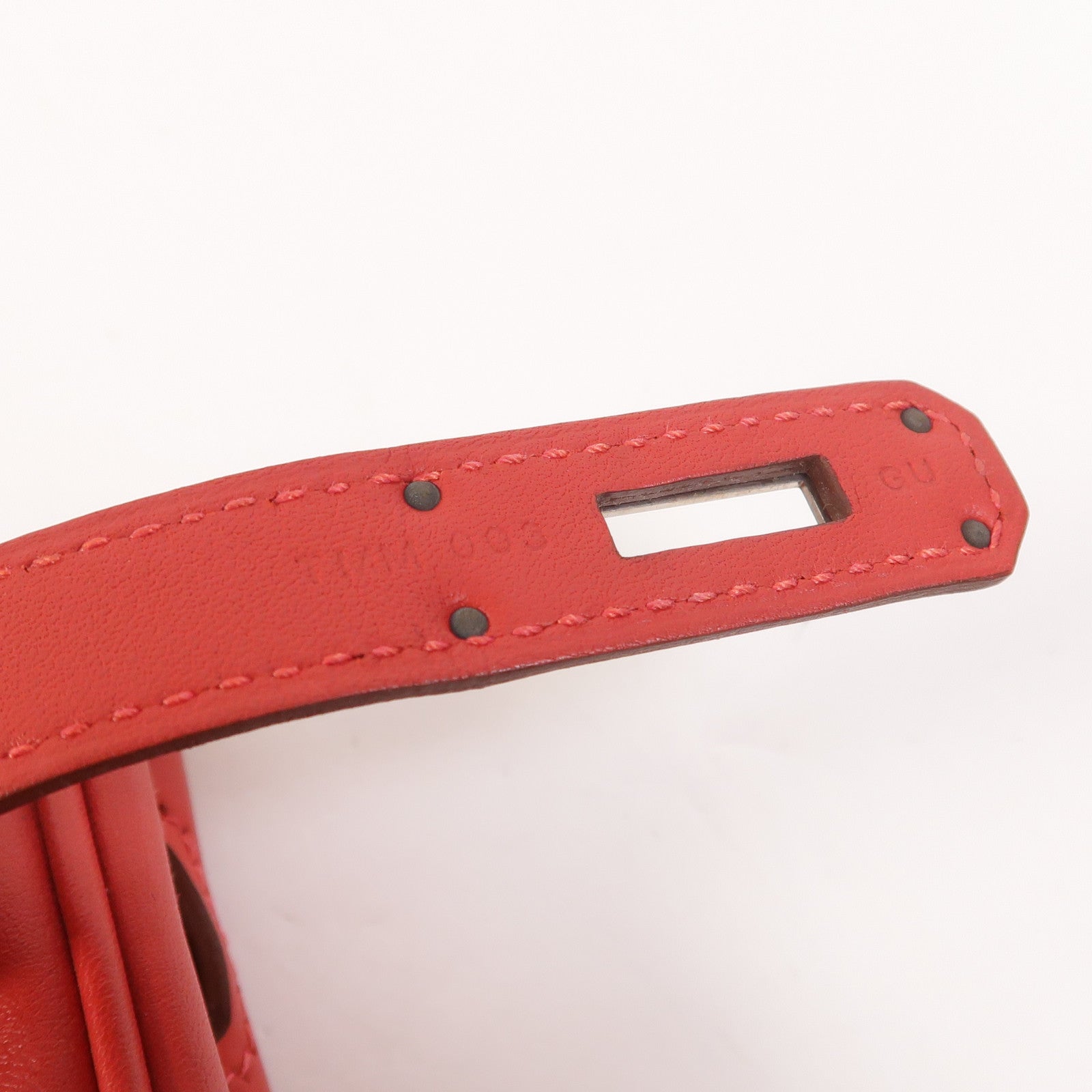 HERMES Swift皮革Berline Mini銀扣肩背袋Vermillon
