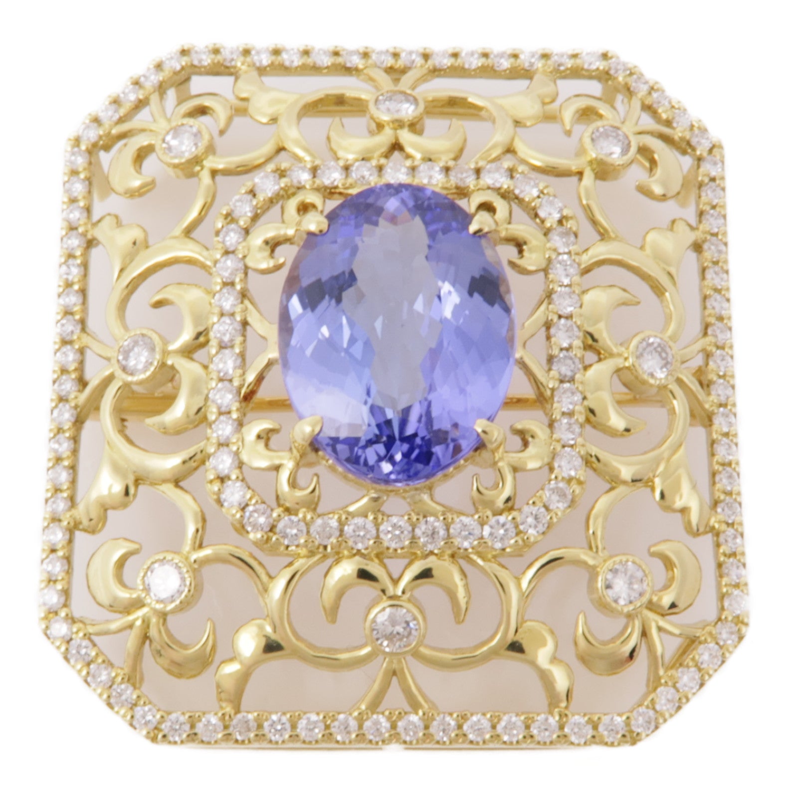 JEWELRY 18K黃金Tanzanite Diamond Brooch坦桑石/鑽石胸針