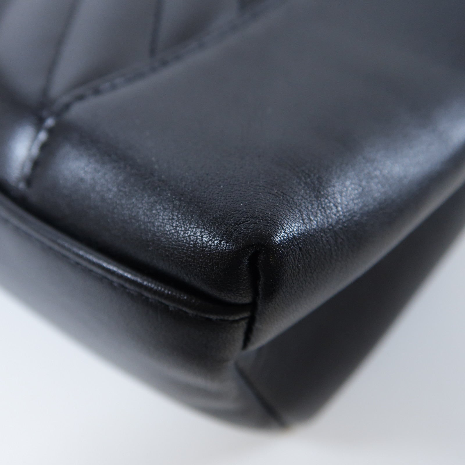 CHANEL 斜紋牛皮皮革Chain Shoulder Bag金扣鏈帶肩背袋黑色