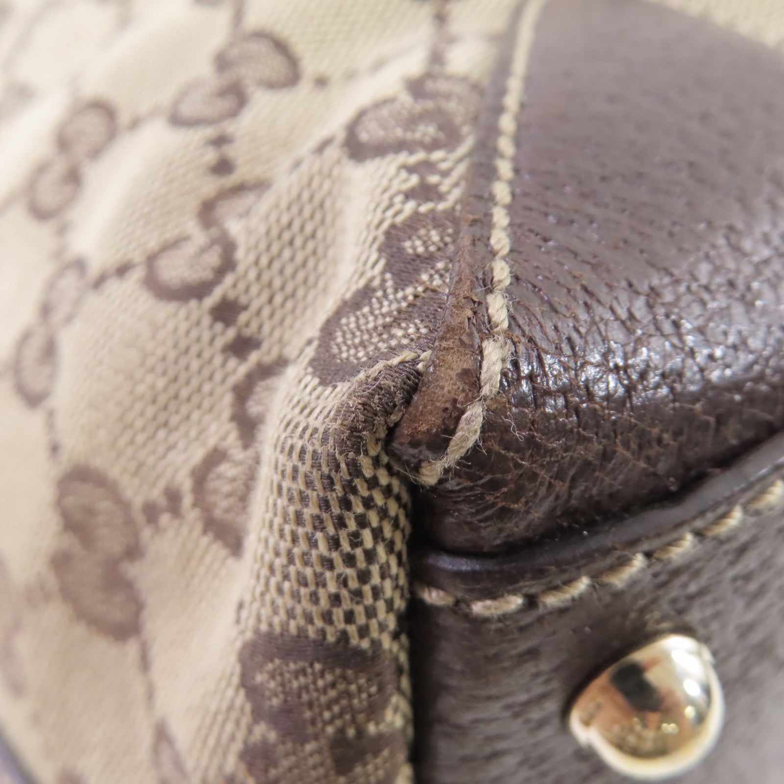 GUCCI 【激減優惠】GG帆布Tote Bag金扣手挽啡色