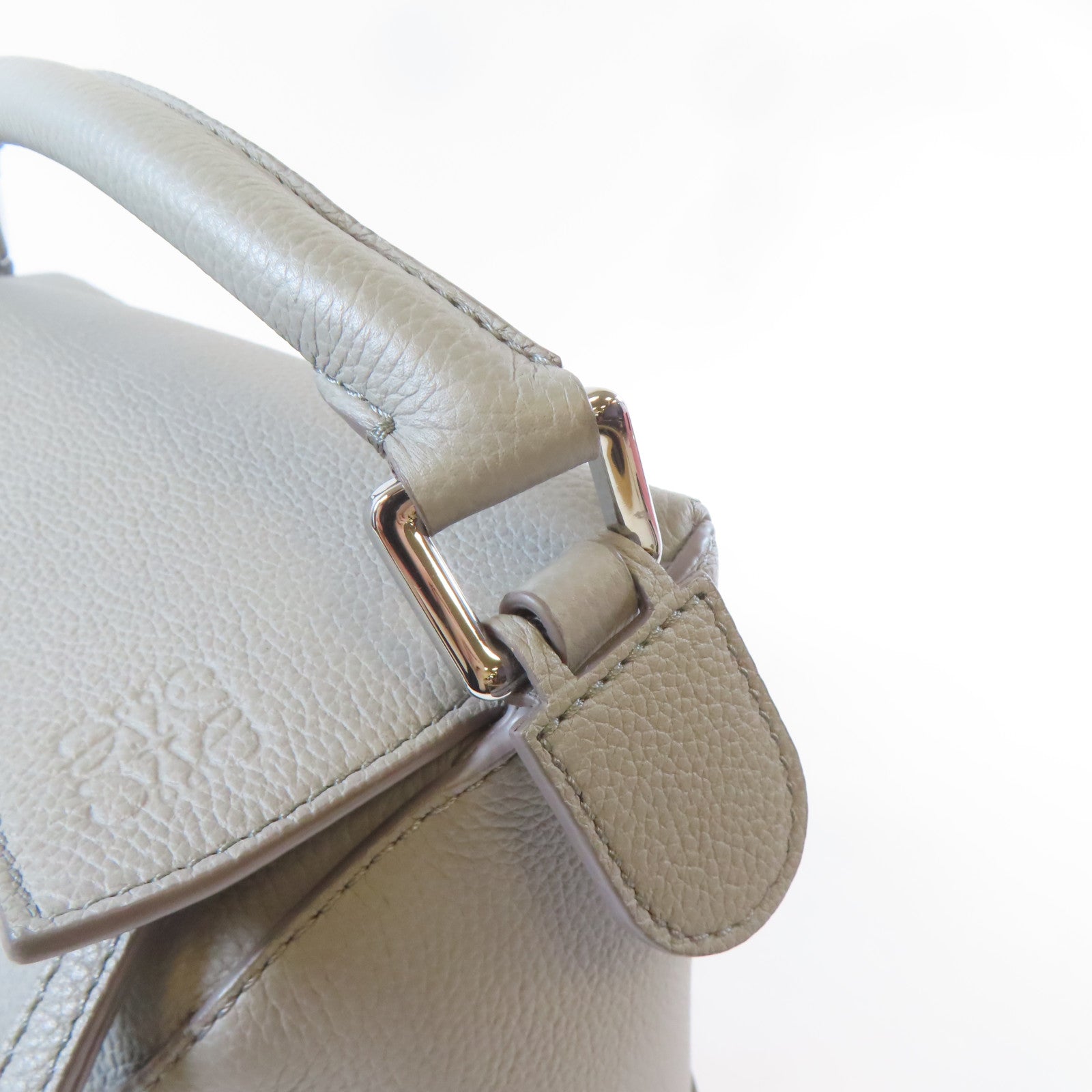 LOEWE 牛皮皮革Small Puzzle Edge 2 Way Shoulder銀扣手挽肩背兩用袋灰色