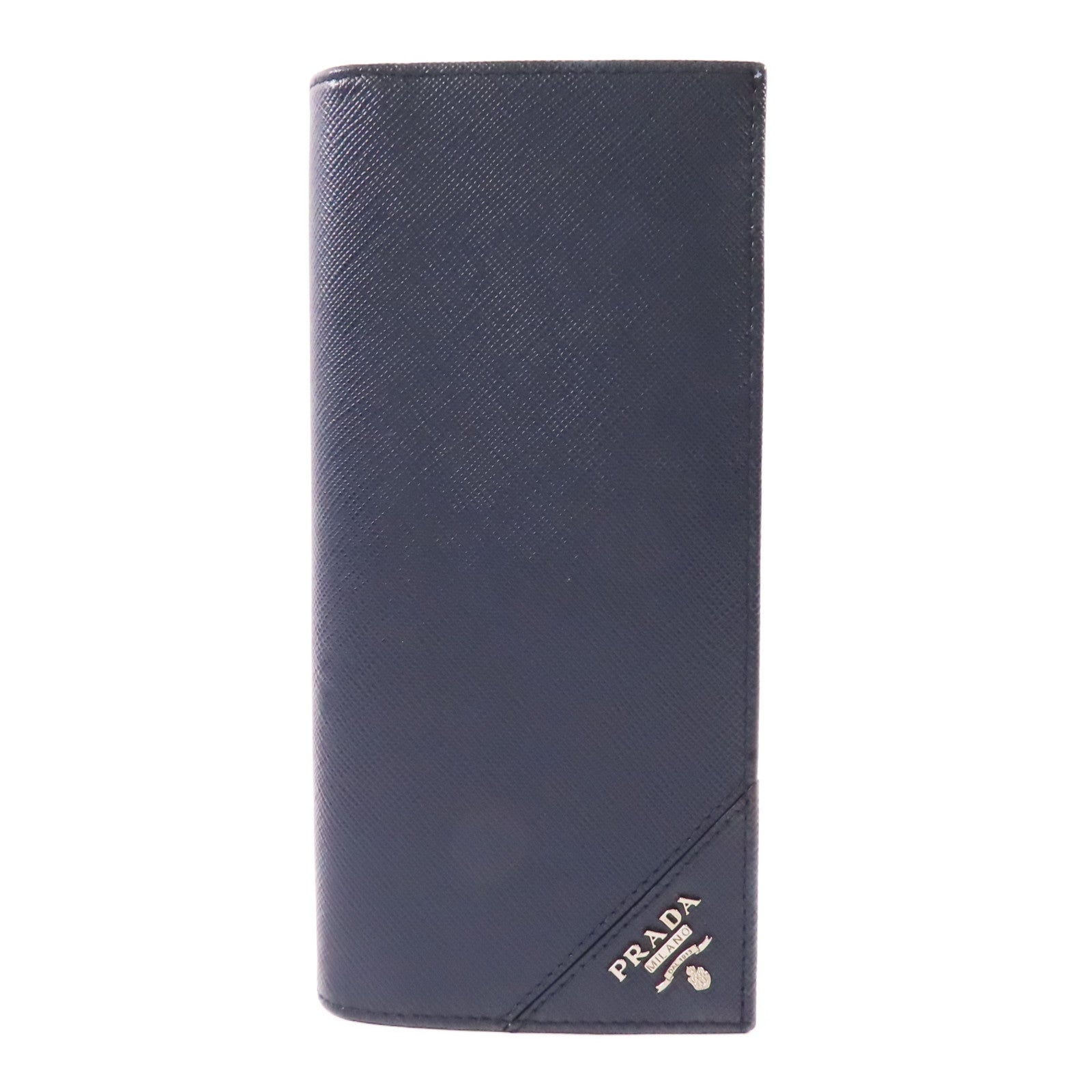 PRADA SHW Long Bifold Wallet 2MU836 Saffiano Leather Navy Blue