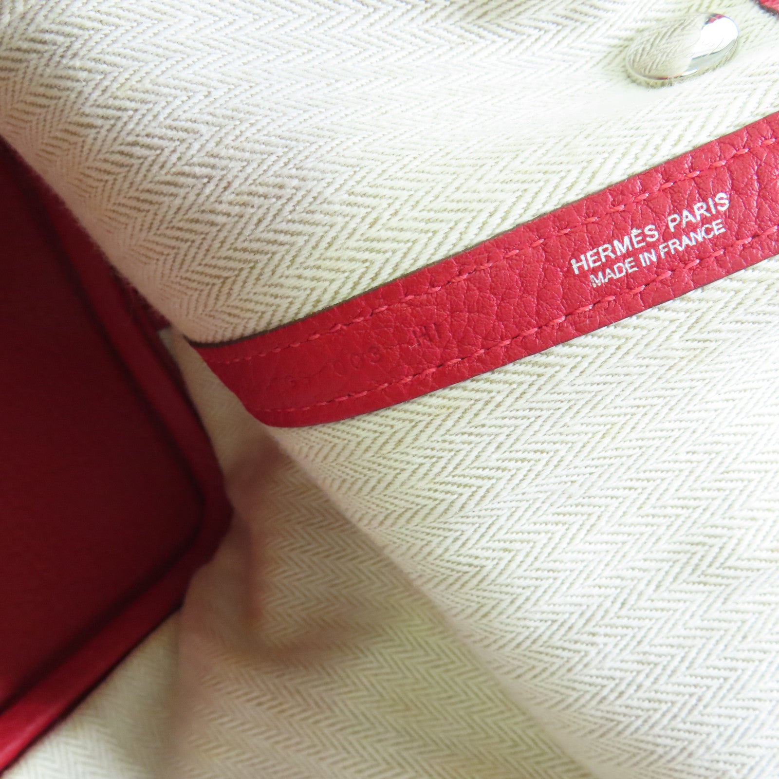 HERMES 【激減優惠】Negonda皮革Garden Party TPM銀扣手挽袋Rouge Casaque