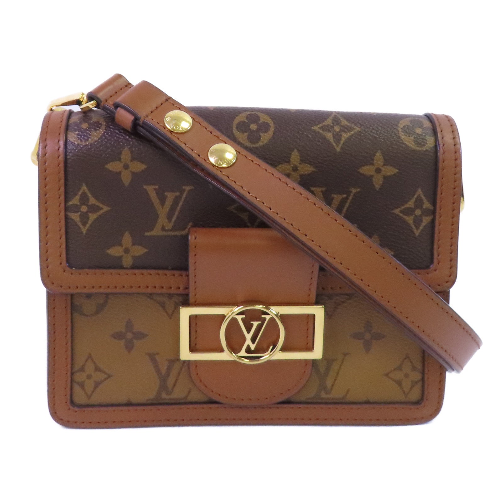 LOUIS VUITTON 【激減優惠】Monogram Reverse Mini Dauphine金扣肩背袋