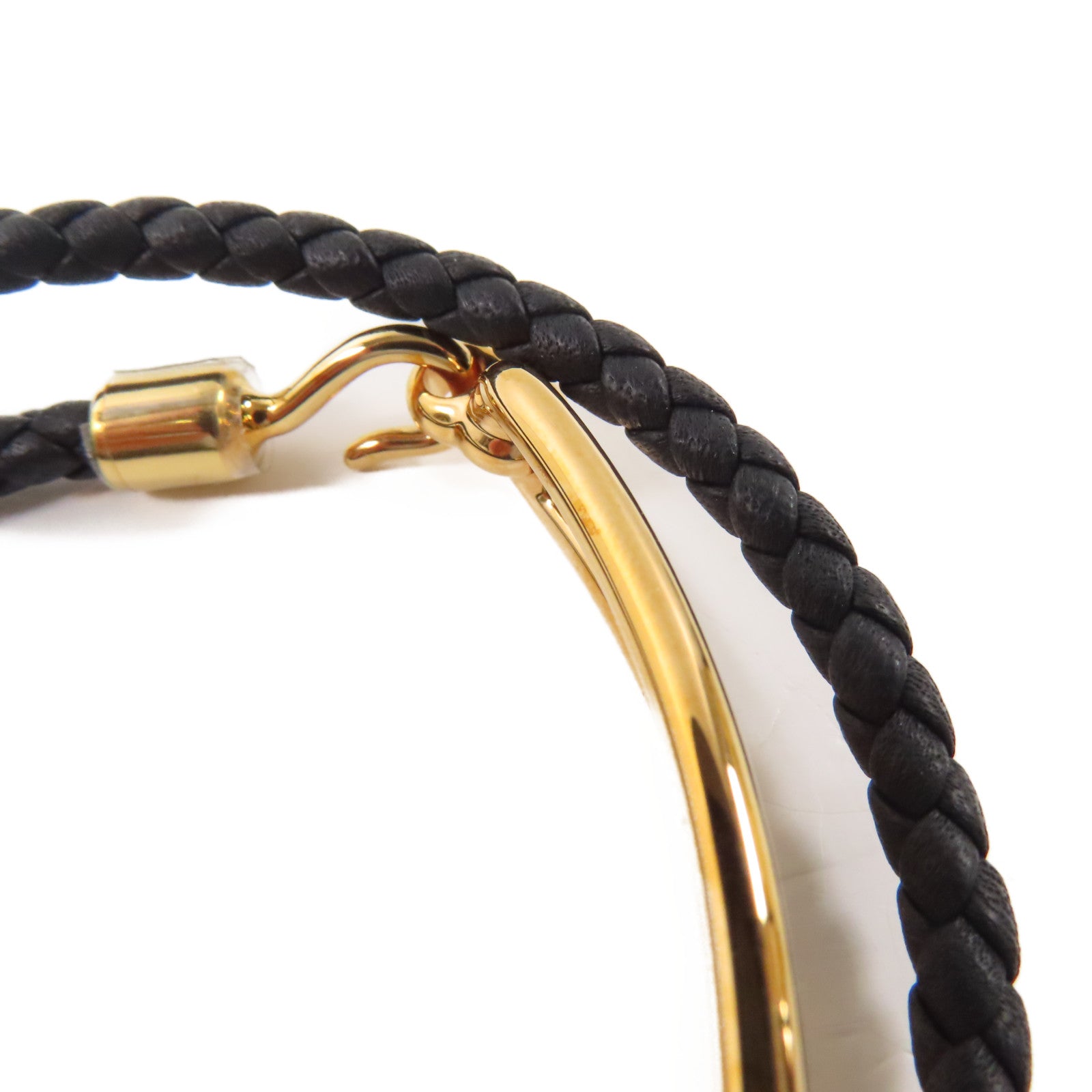 HERMES Swift皮革/金屬Roulis Double Tour Bracelet手鐲