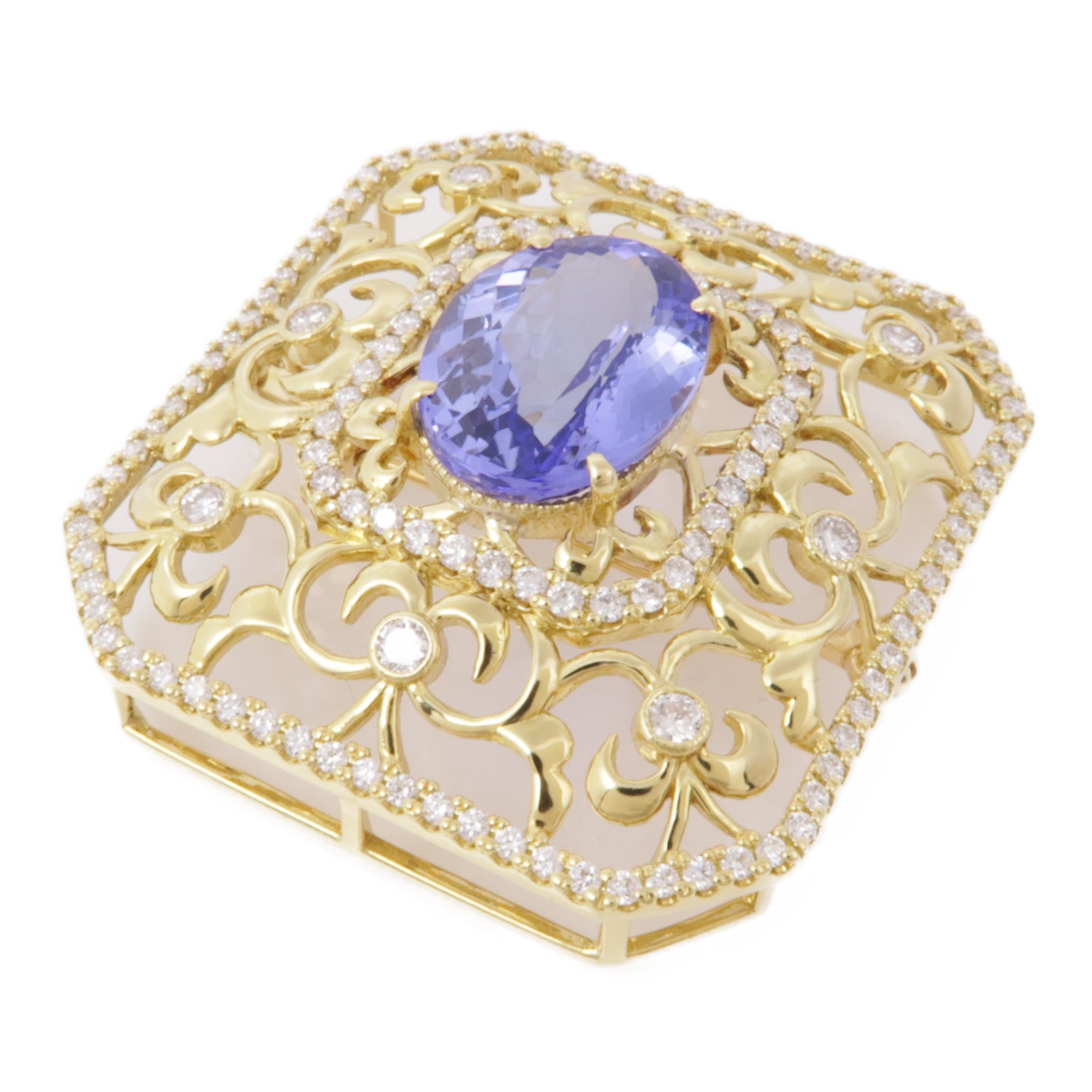JEWELRY 18K黃金Tanzanite Diamond Brooch坦桑石/鑽石胸針