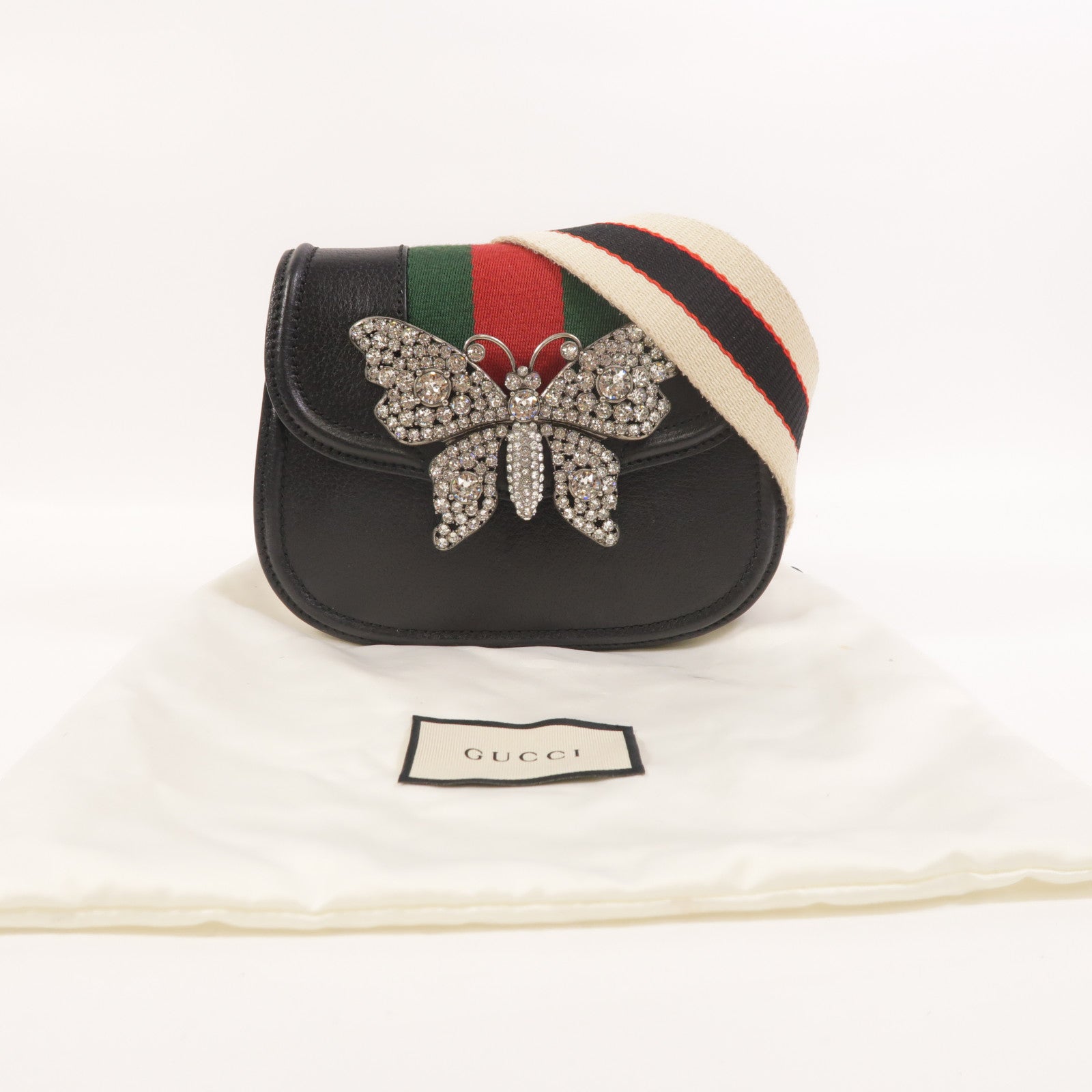 GUCCI 牛皮皮革Totem Butterfly Imitation Diamond肩背袋