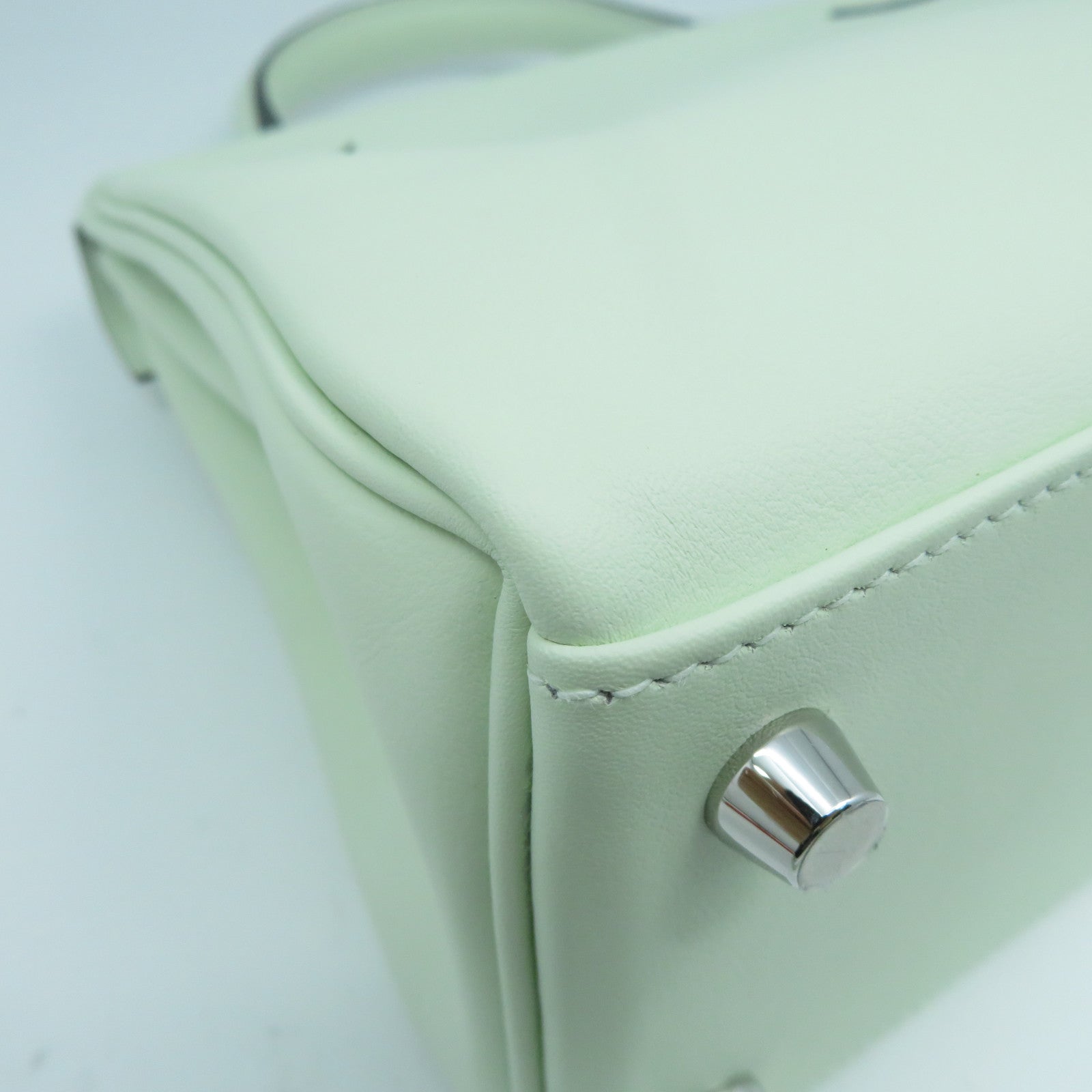 HERMES Swift皮革Kelly 25銀扣手挽肩背兩用袋Vert Fizz氣泡綠色