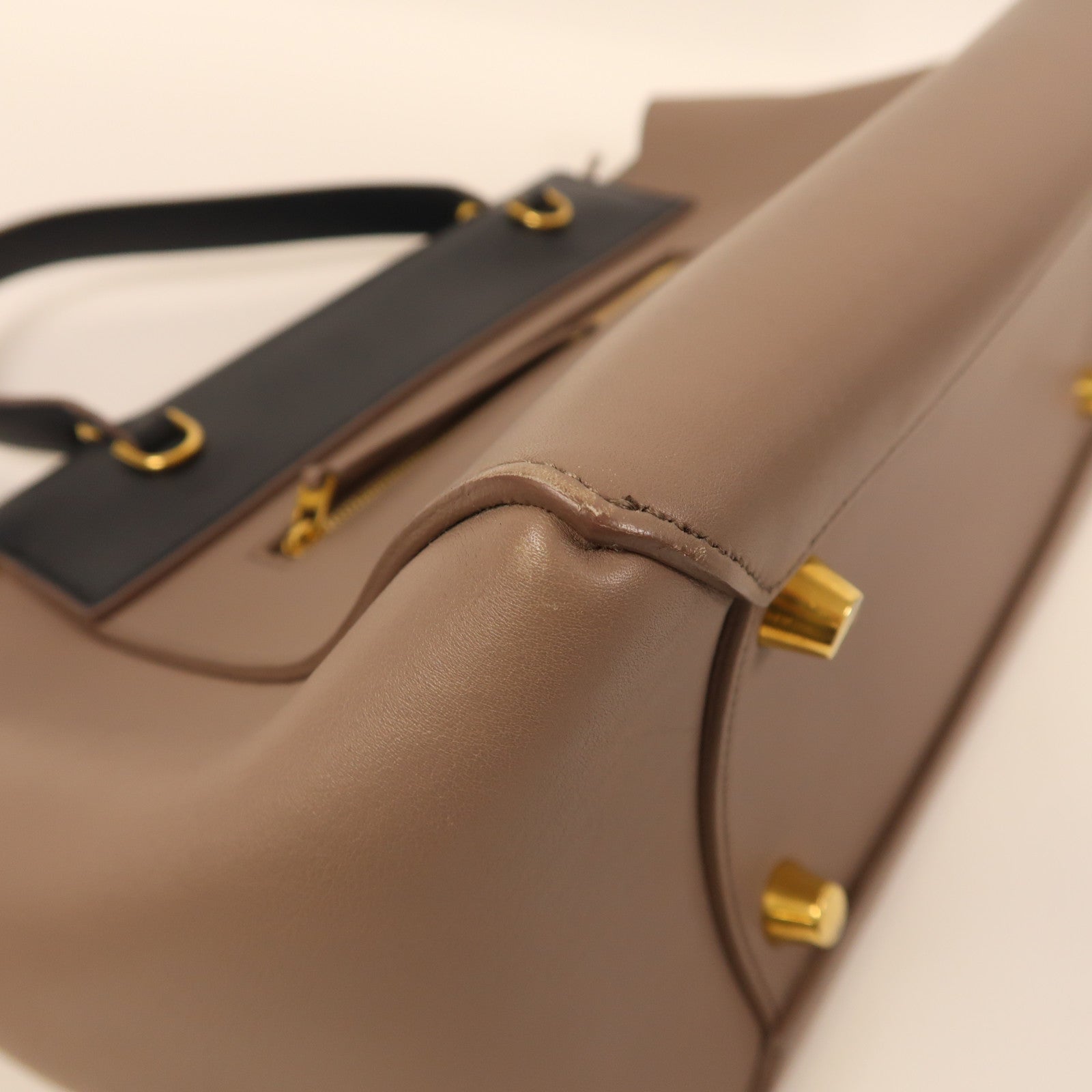 CELINE 牛皮皮革Belt Bag Mini金扣手挽肩背兩用袋黑色/啡色