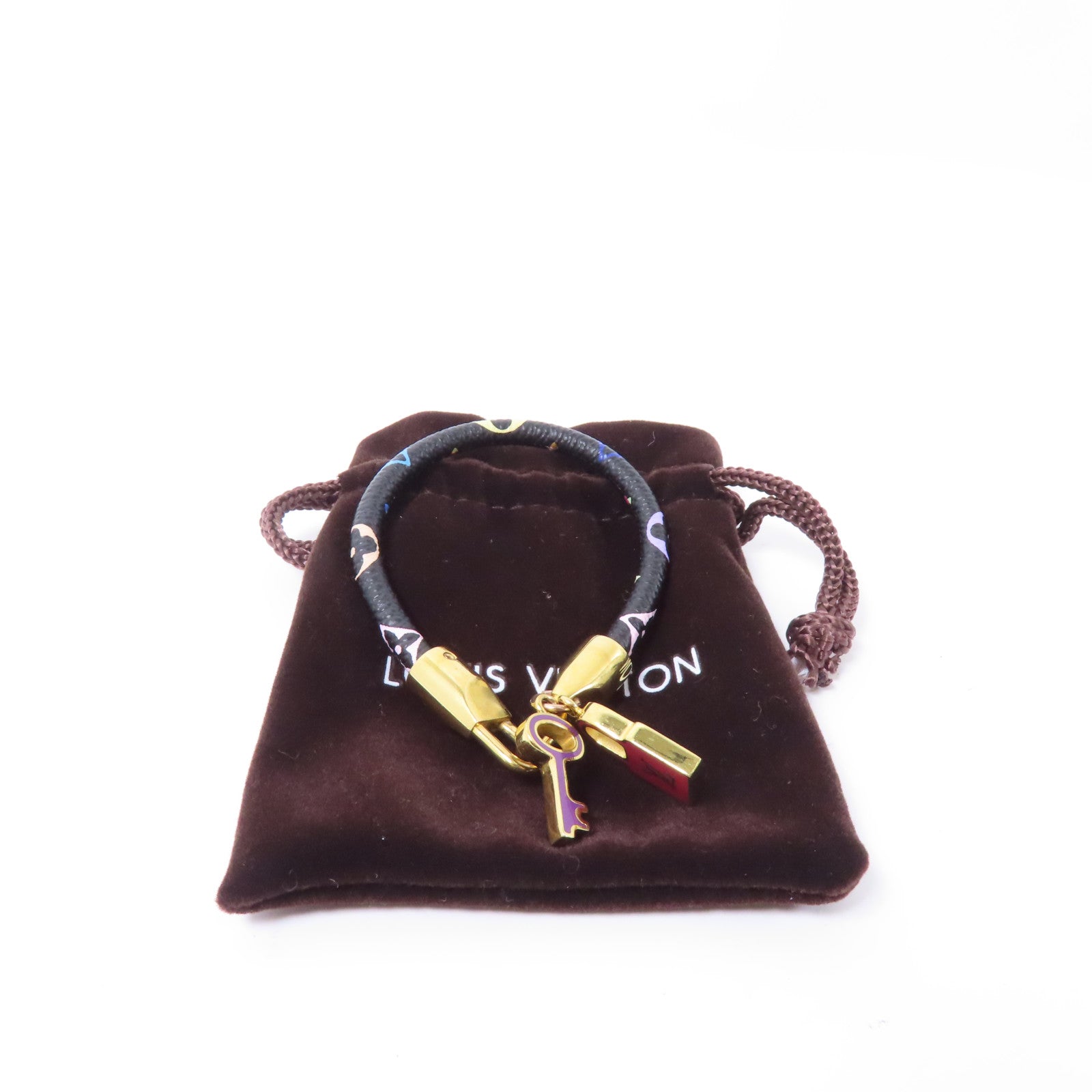 LOUIS VUITTON Monogram Multicolore Bracelet金扣手鐲黑色/彩色