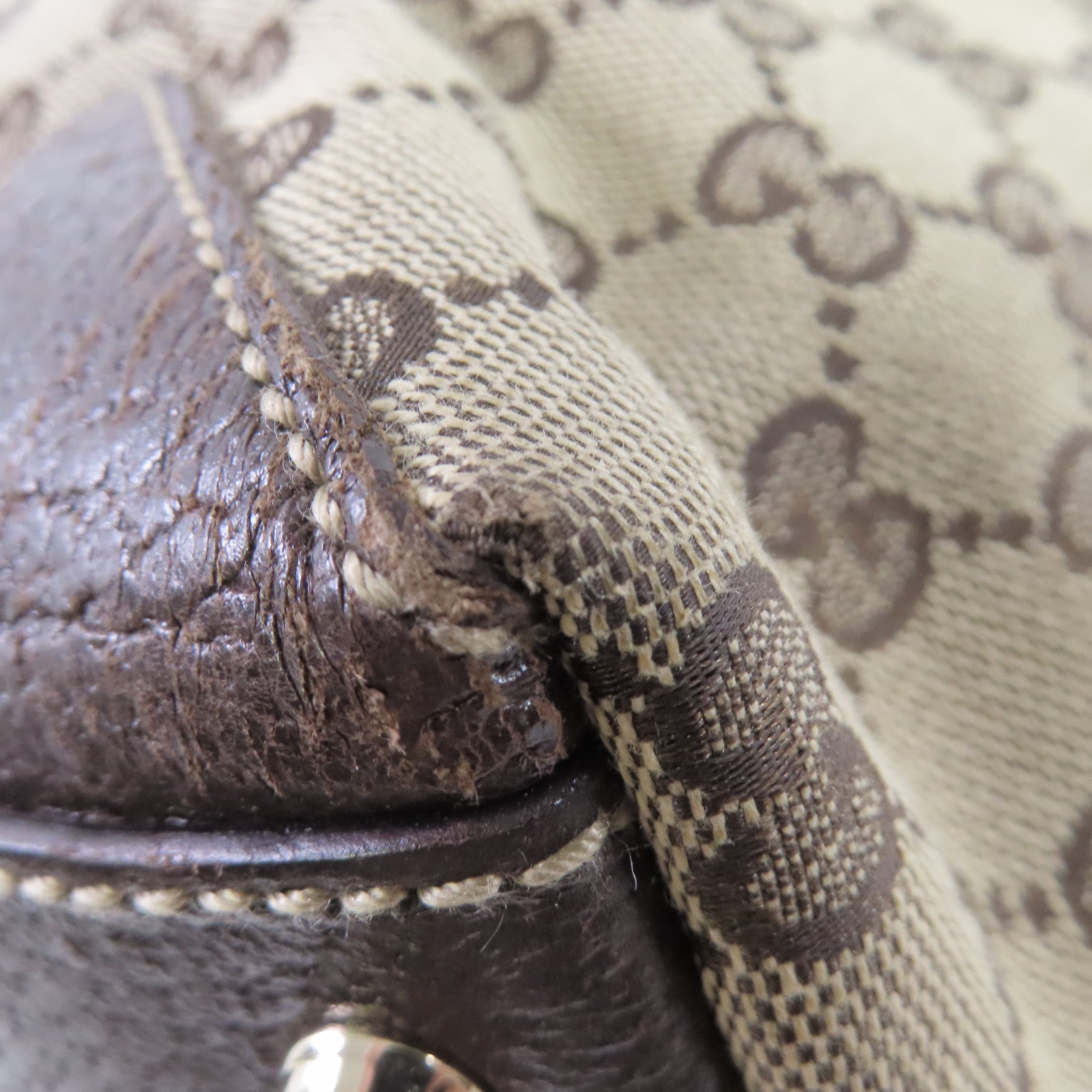 GUCCI 【激減優惠】GG帆布Tote Bag金扣手挽啡色