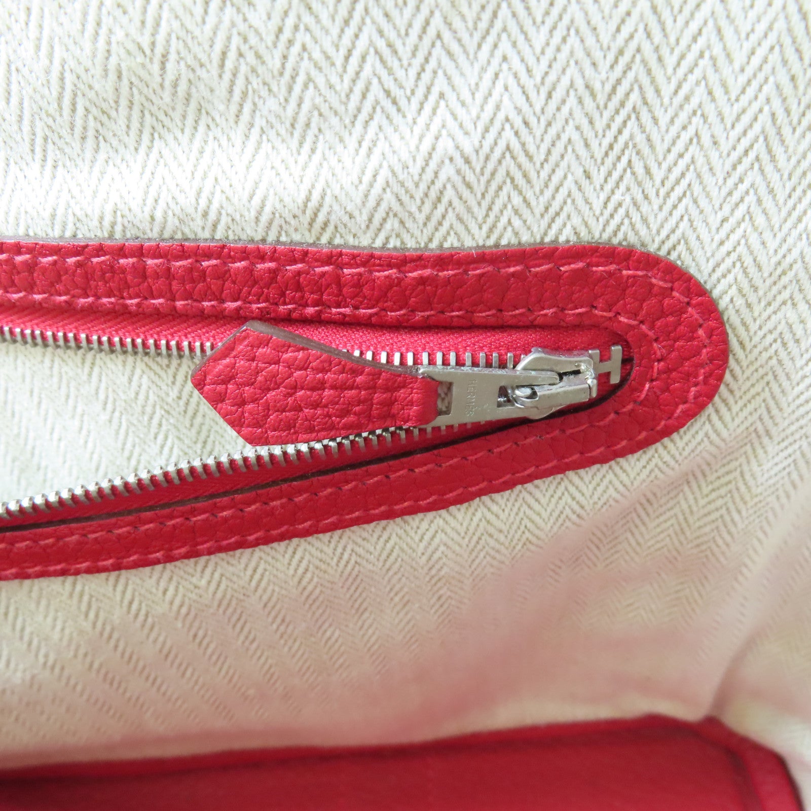 HERMES 【激減優惠】Negonda皮革Garden Party TPM銀扣手挽袋Rouge Casaque