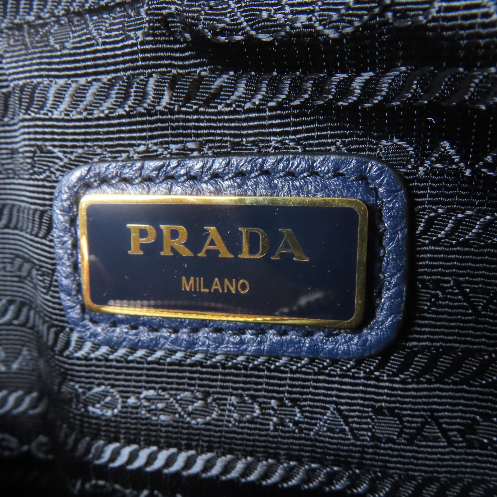 PRADA 牛皮皮革Shoulder Bag金扣肩背袋深藍色