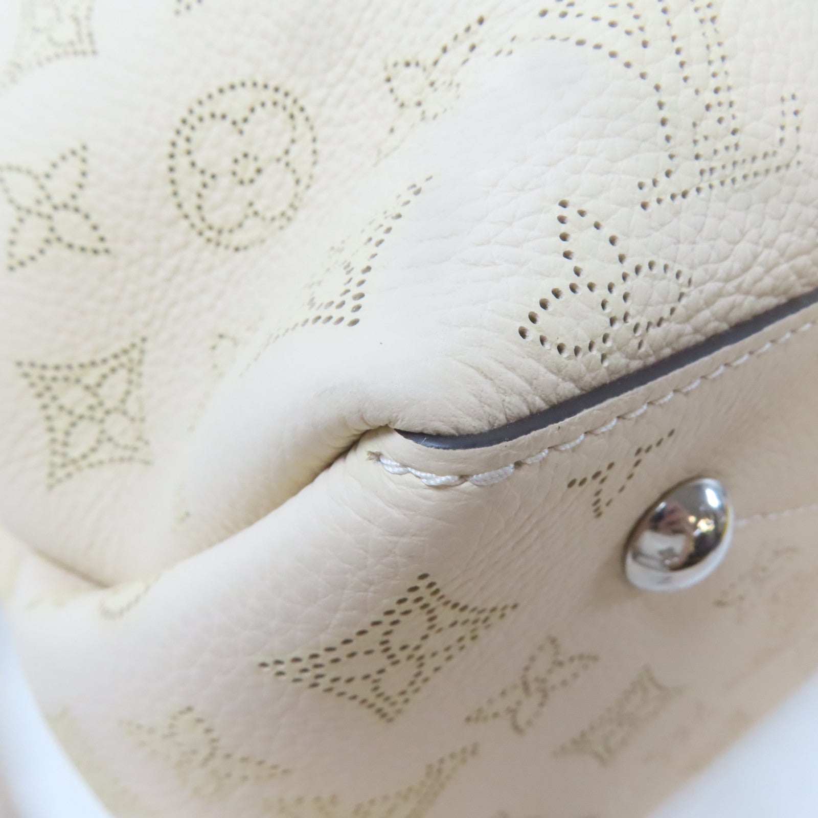 LOUIS VUITTON Mahina Bella Tote銀扣手挽肩背兩用袋奶油色