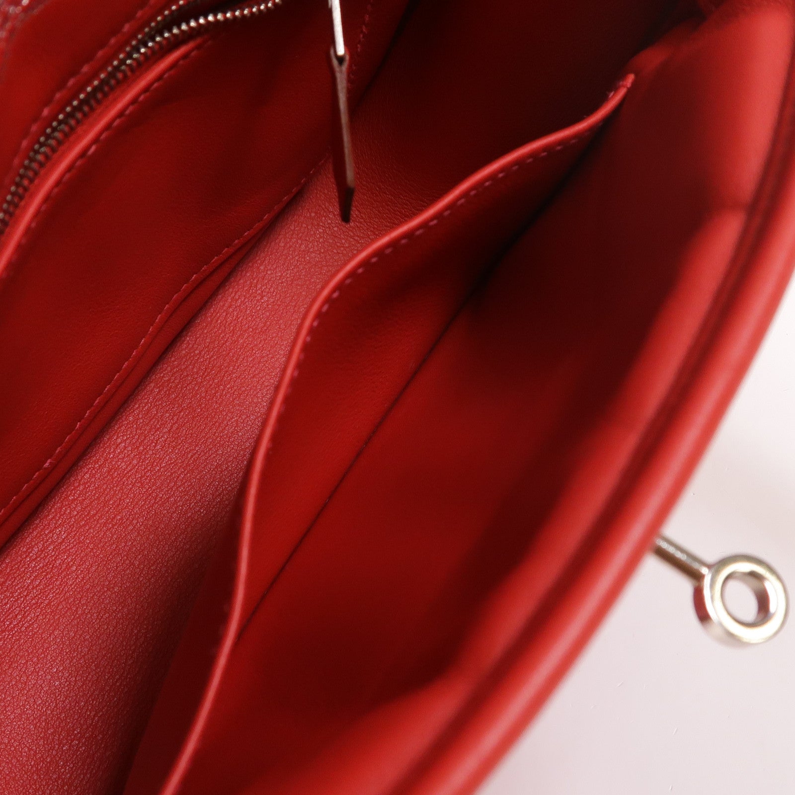 HERMES Swift皮革Berline Mini銀扣肩背袋Vermillon