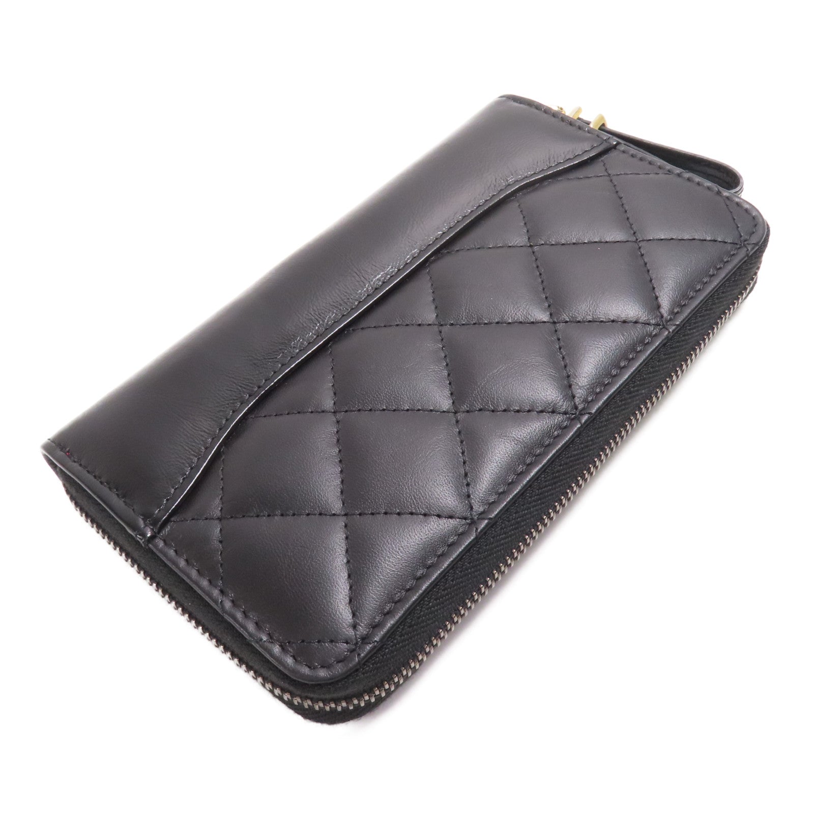 CHANEL 牛皮皮革Wallet金扣錢包