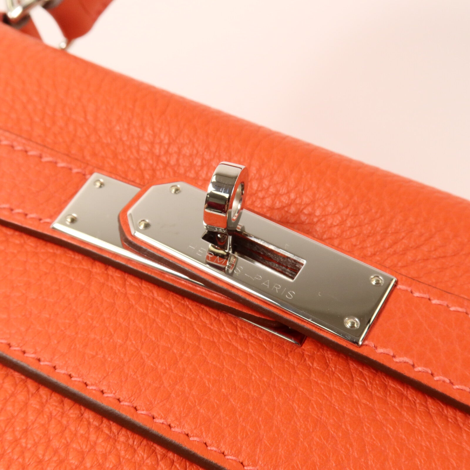 HERMES Clemence皮革Kelly 32手挽肩背兩用袋Rouge Pivoine