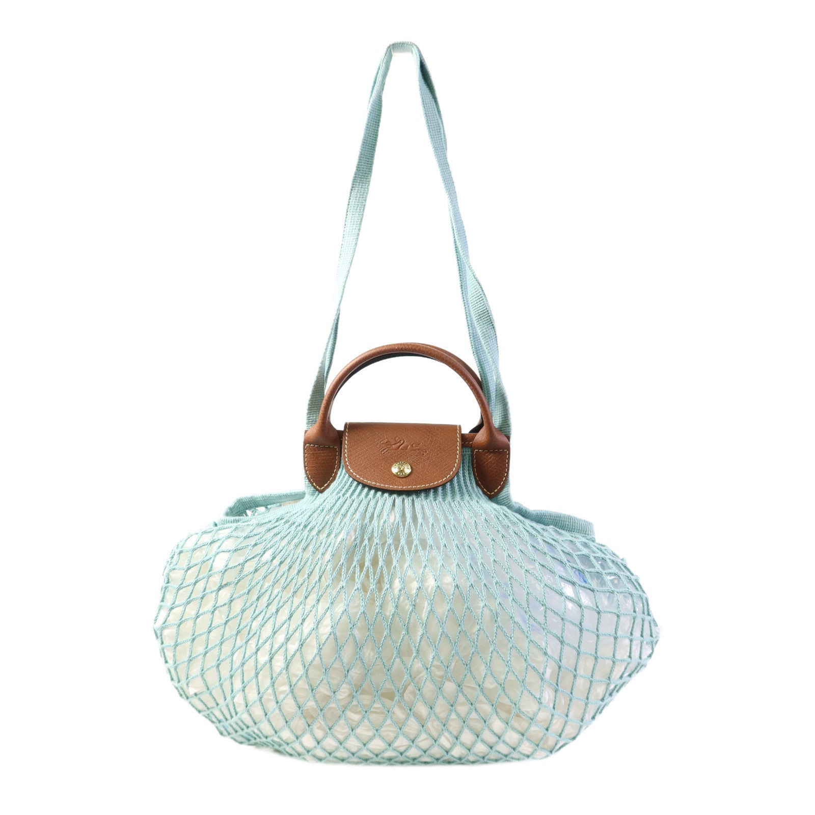 Longchamp 棉質/牛皮皮革2 Way Shoulder Bag金扣手挽肩背兩用袋