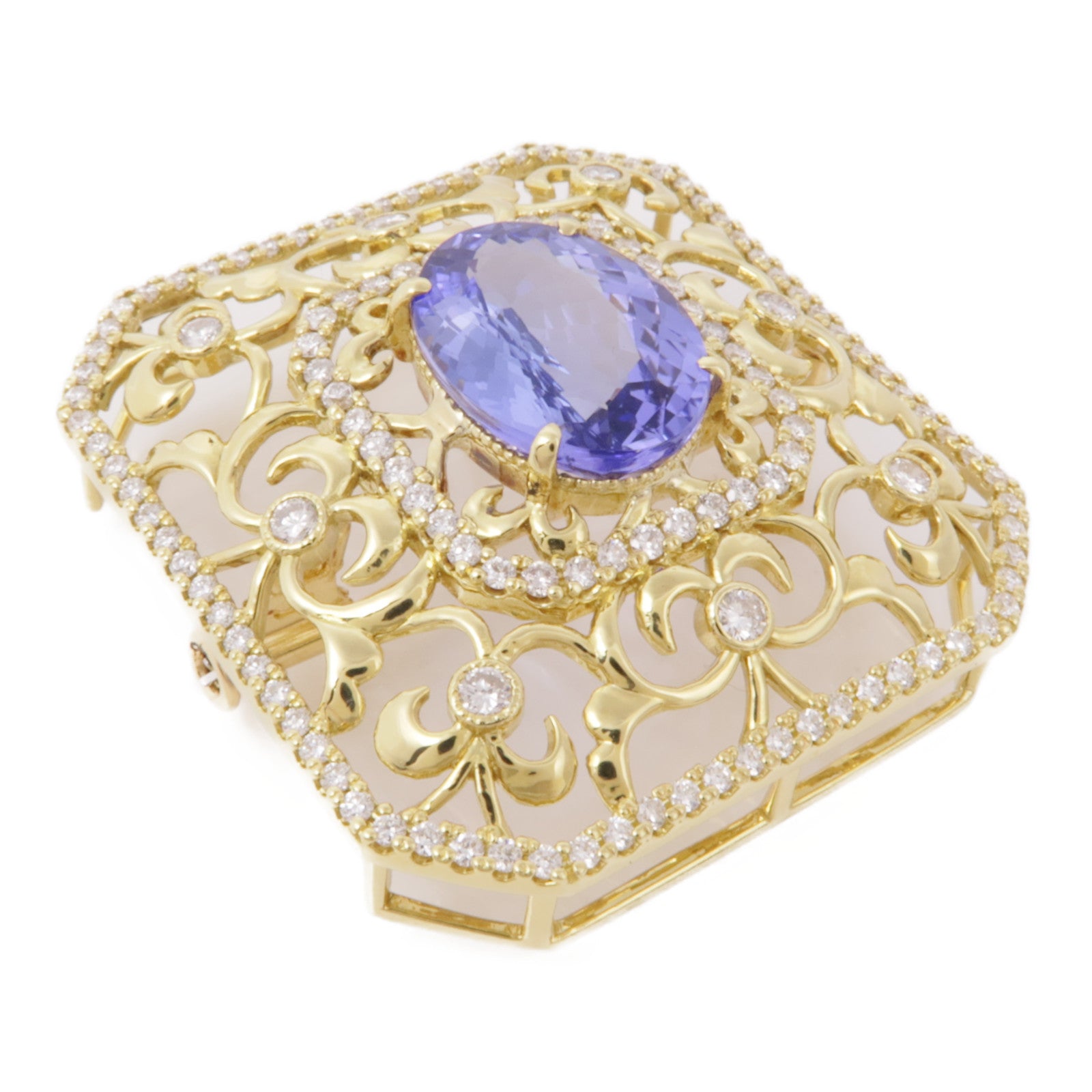 JEWELRY 18K黃金Tanzanite Diamond Brooch坦桑石/鑽石胸針