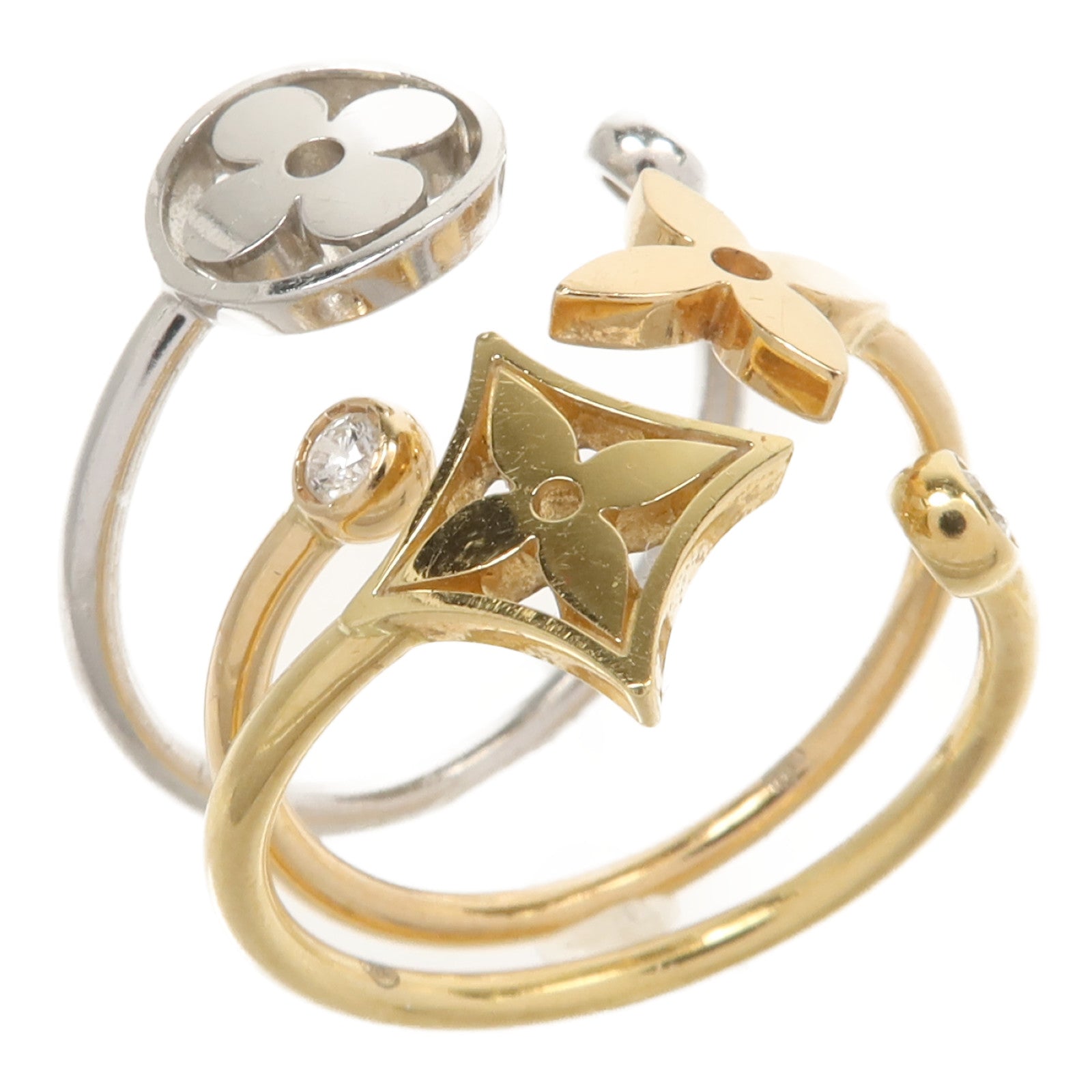 LOUIS VUITTON 18K白金/黃金/玫瑰金Diamond Idylle Blossom Ring鑽石戒指US#6.25