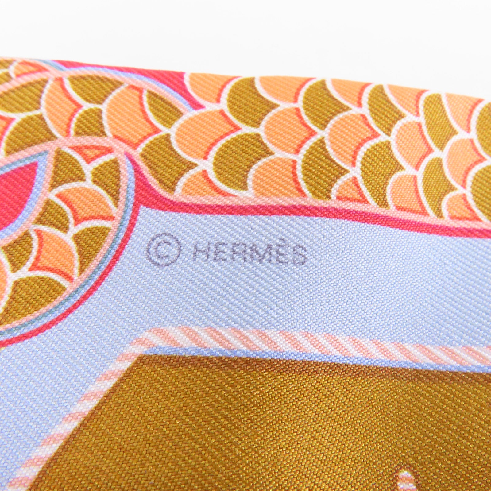 HERMES 絲質Twilly絲巾淺藍色/粉紅色/彩色