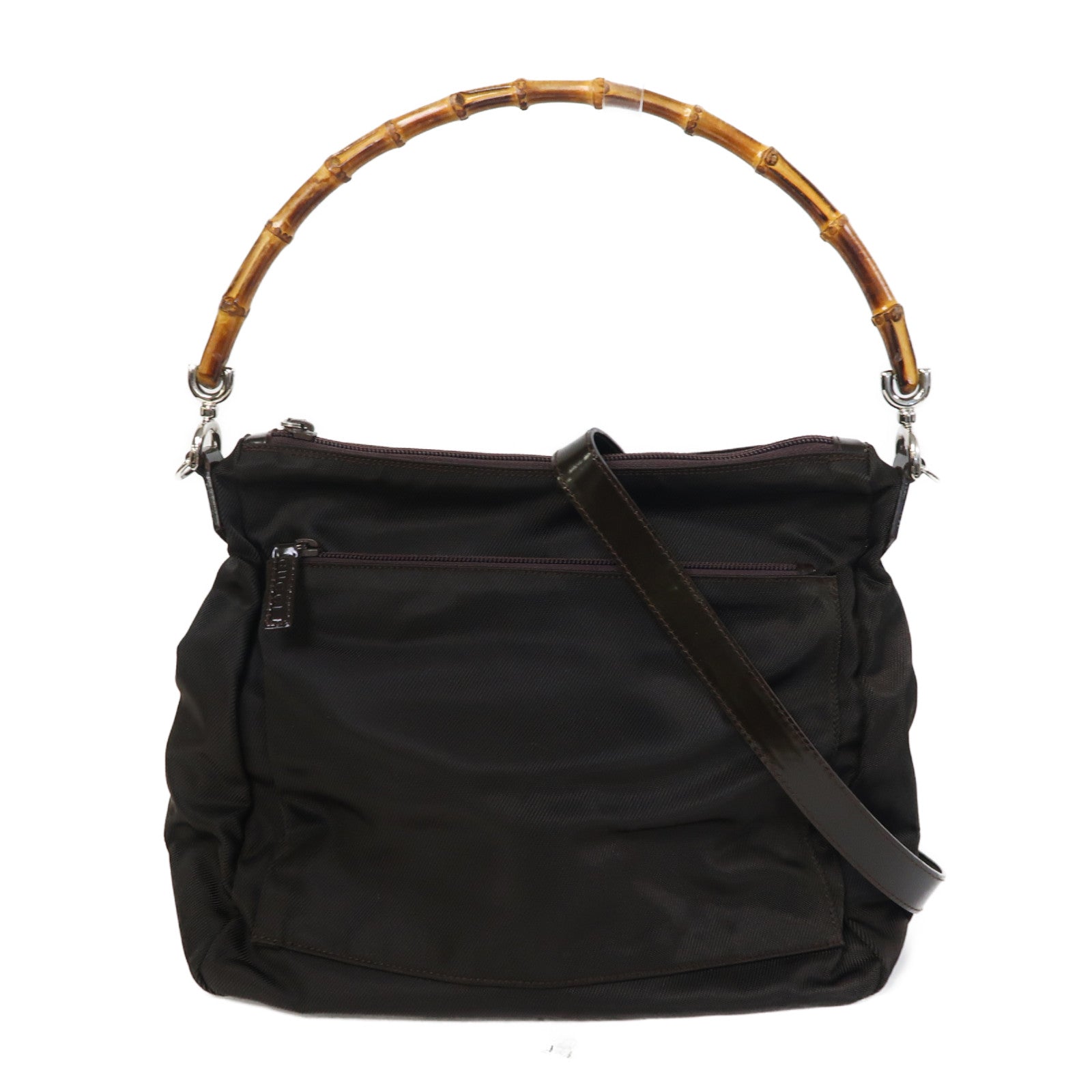 GUCCI 竹製/布Hand Bag銀扣手挽肩背兩用袋啡色 – Brand Off Hong Kong Online Store