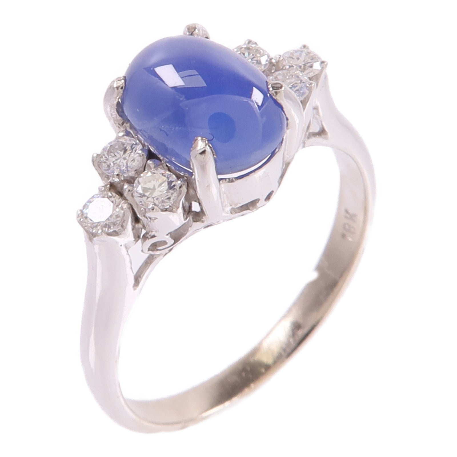 JEWELRY 18K白金Star Sapphire Diamond Ring星光藍寶石/鑽石戒指