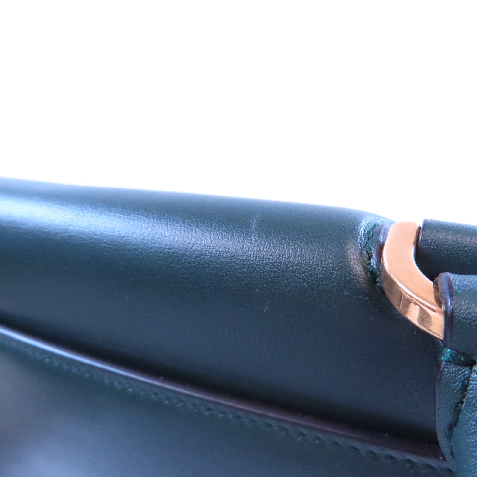 Salvatore Ferragamo GHW Trifolio 2Way Shoulder Bag Calfskin Leather Dark Green