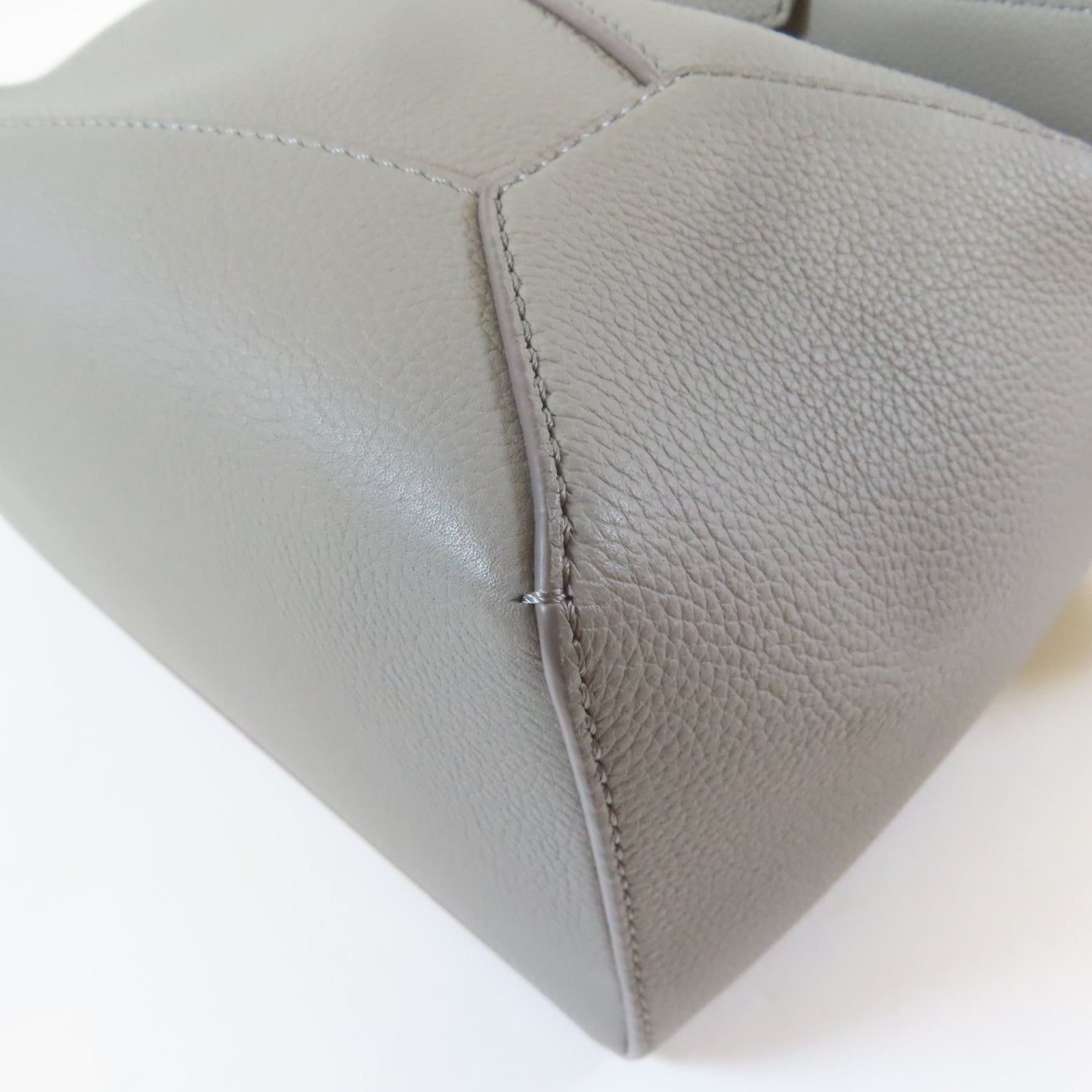 LOEWE 牛皮皮革Small Puzzle Edge 2 Way Shoulder銀扣手挽肩背兩用袋灰色