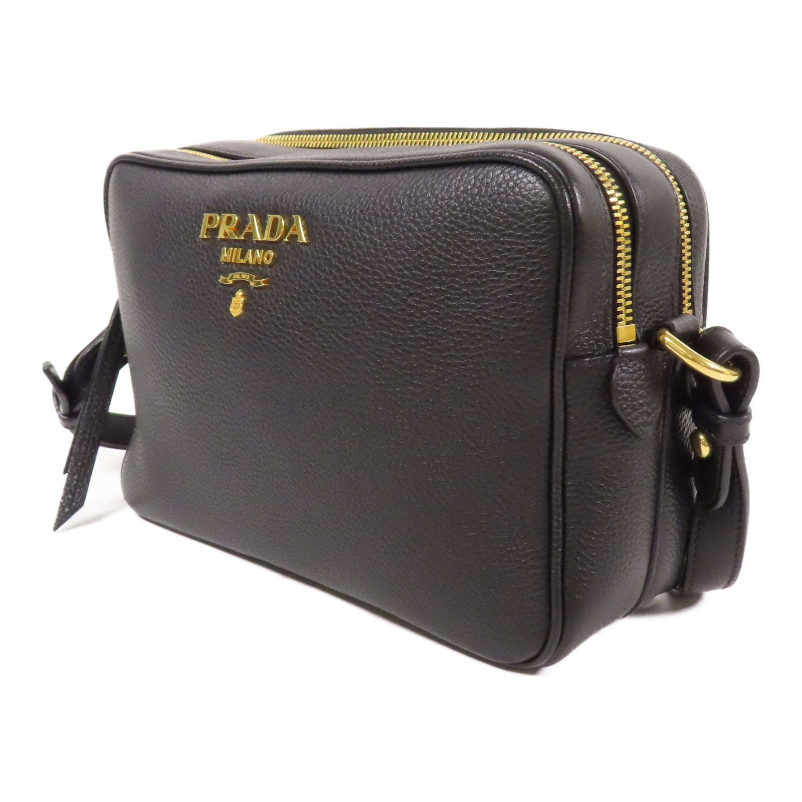 PRADA 牛皮皮革金扣Shoulder Bag肩背袋