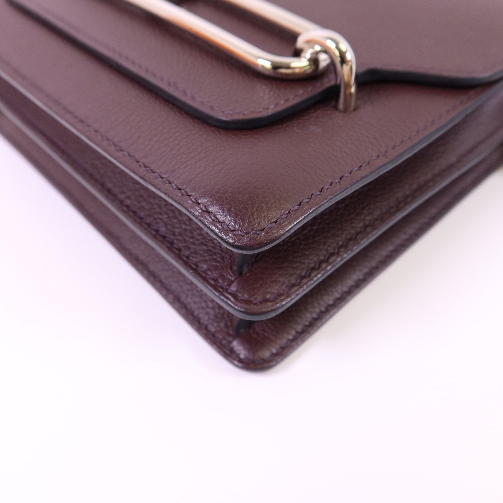 HERMES Evercolor皮革Roulis Mini銀扣肩背袋Rouge Sellier