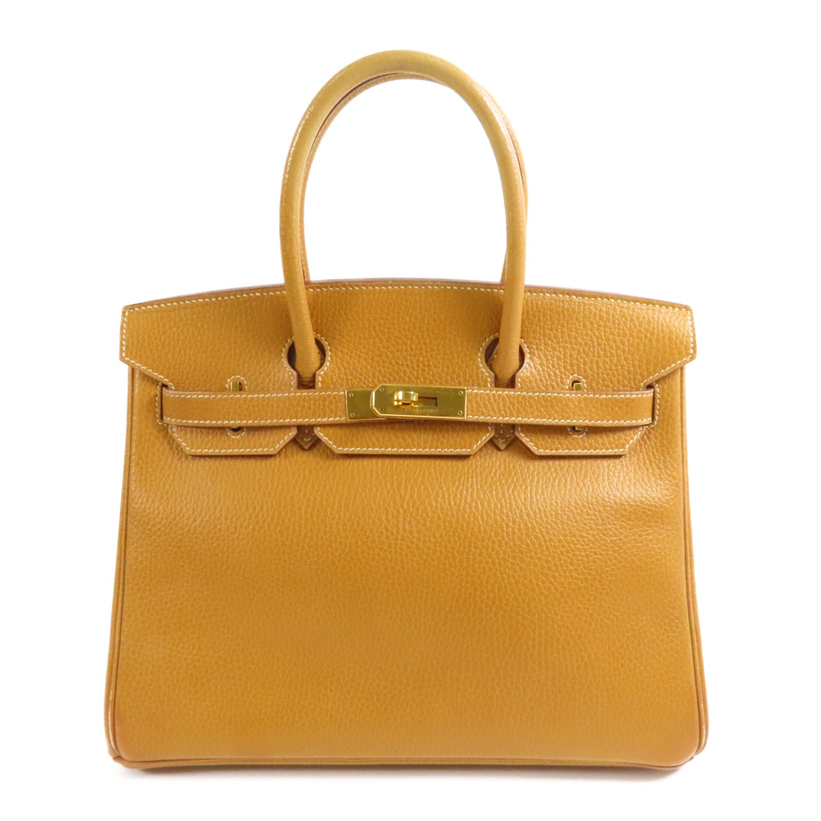 HERMES Ardennes皮革Birkin 30金扣手挽袋Natural