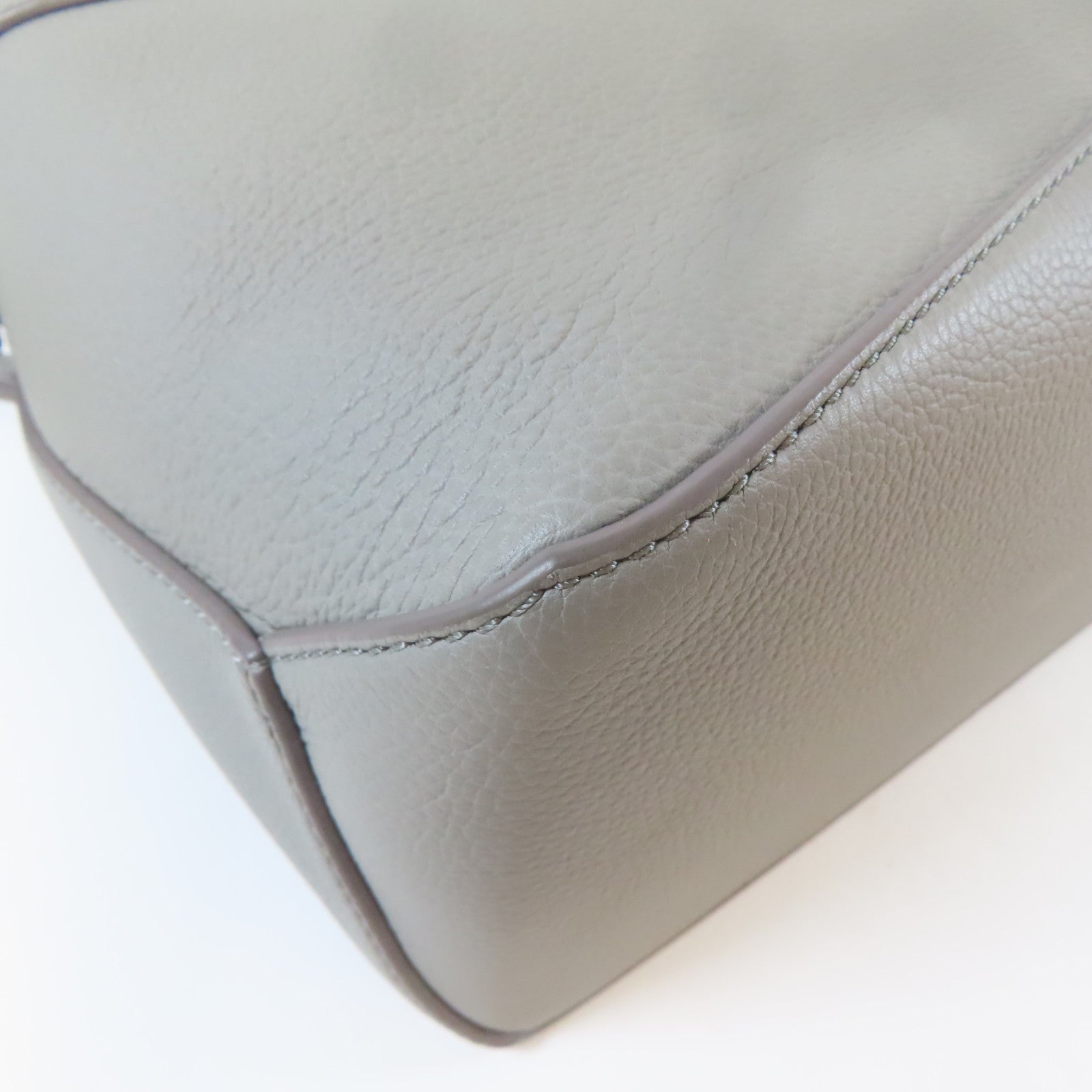 LOEWE 牛皮皮革Small Puzzle Edge 2 Way Shoulder銀扣手挽肩背兩用袋灰色
