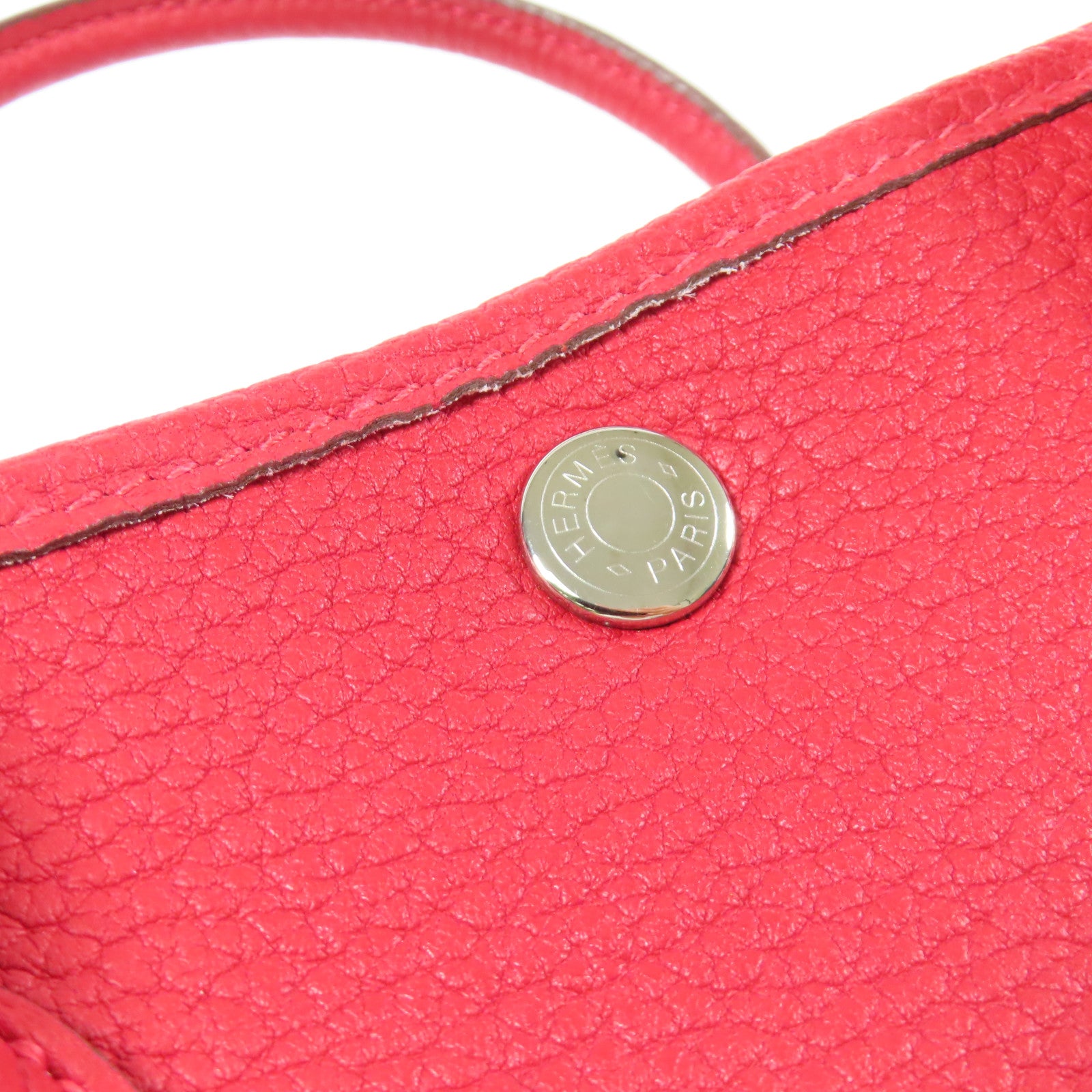HERMES 【激減優惠】Negonda皮革Garden Party TPM銀扣手挽袋Rouge Casaque