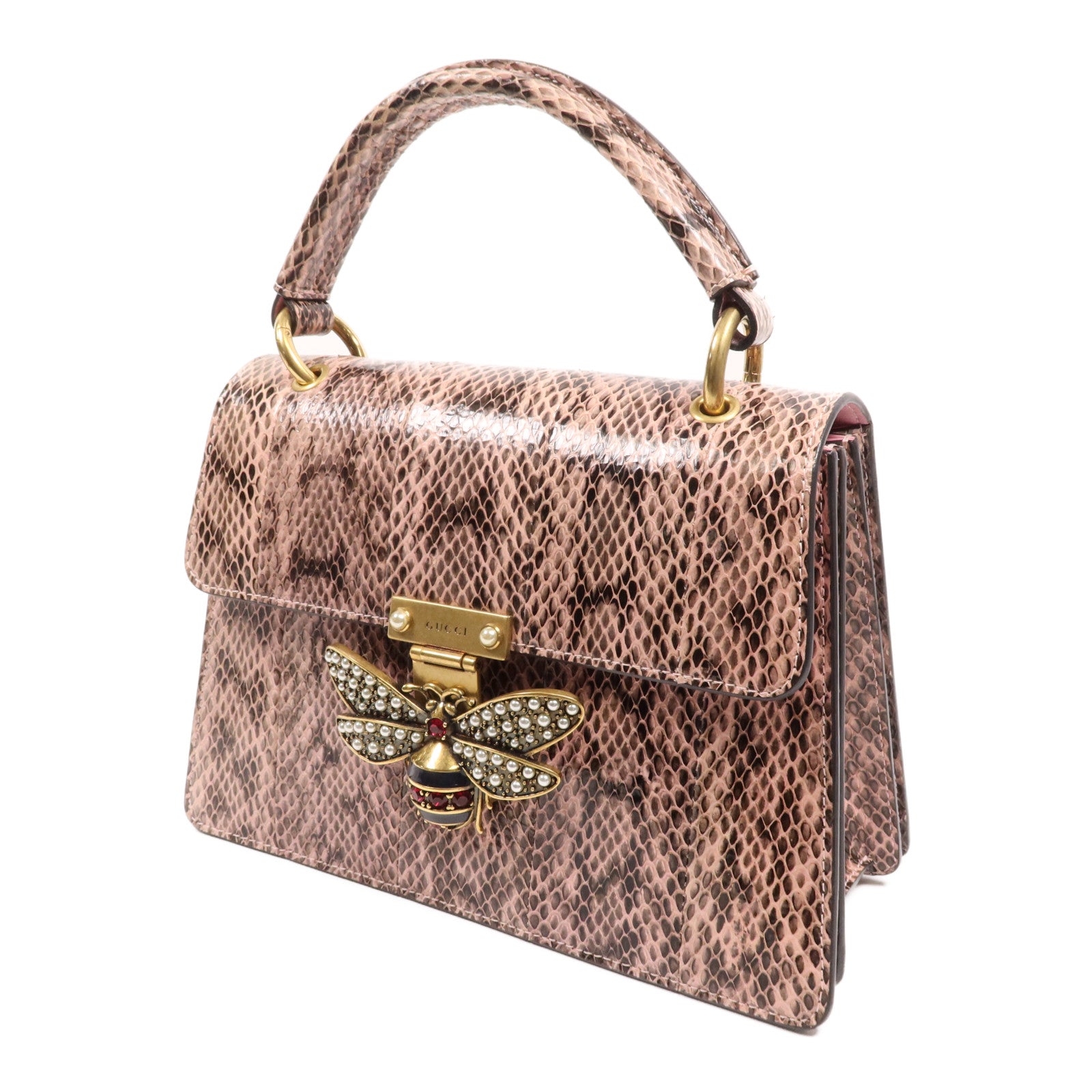 GUCCI 【激減優惠】蛇皮皮革Queen Margaret金扣肩背袋