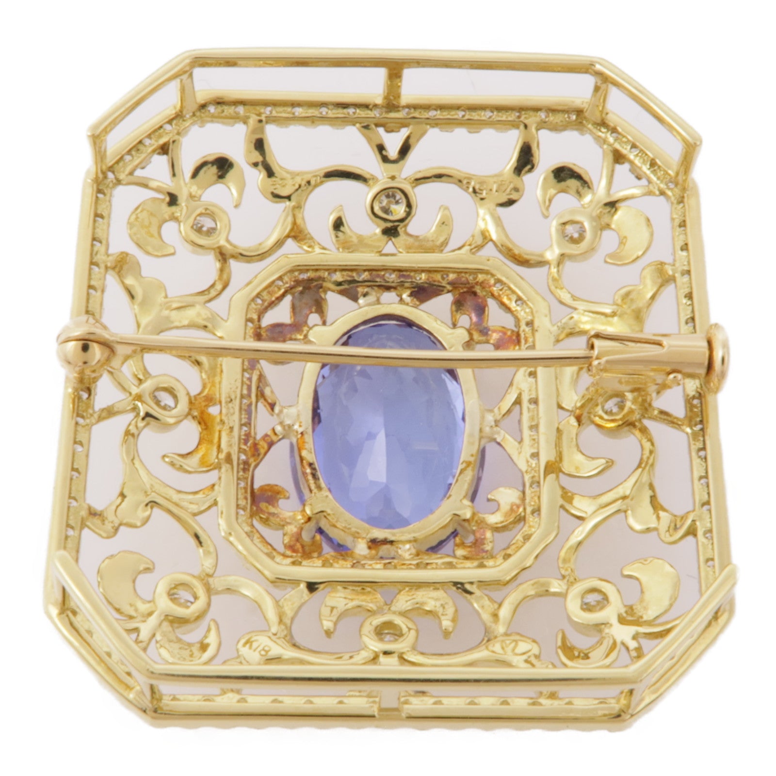 JEWELRY 18K黃金Tanzanite Diamond Brooch坦桑石/鑽石胸針