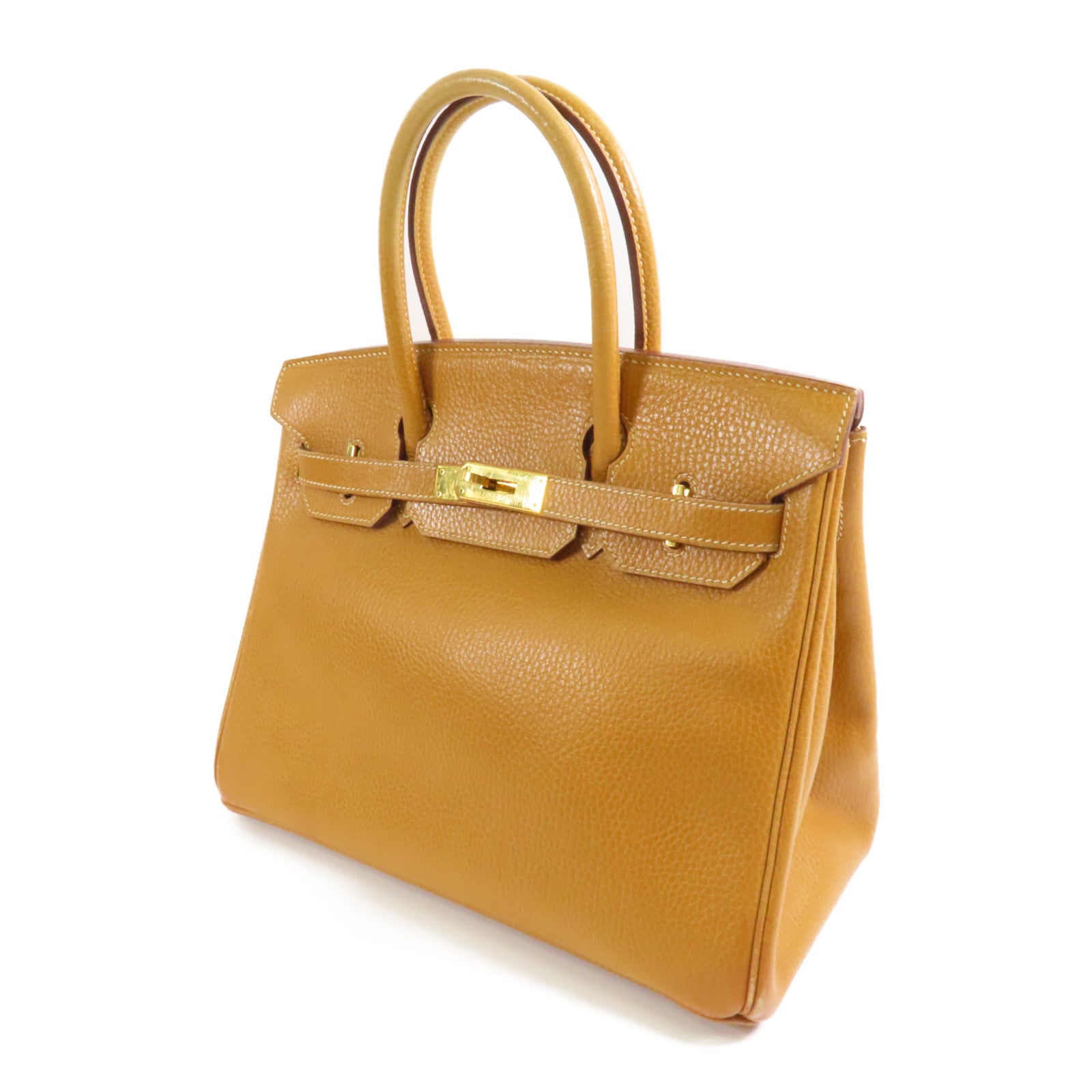 HERMES Ardennes皮革Birkin 30金扣手挽袋Natural