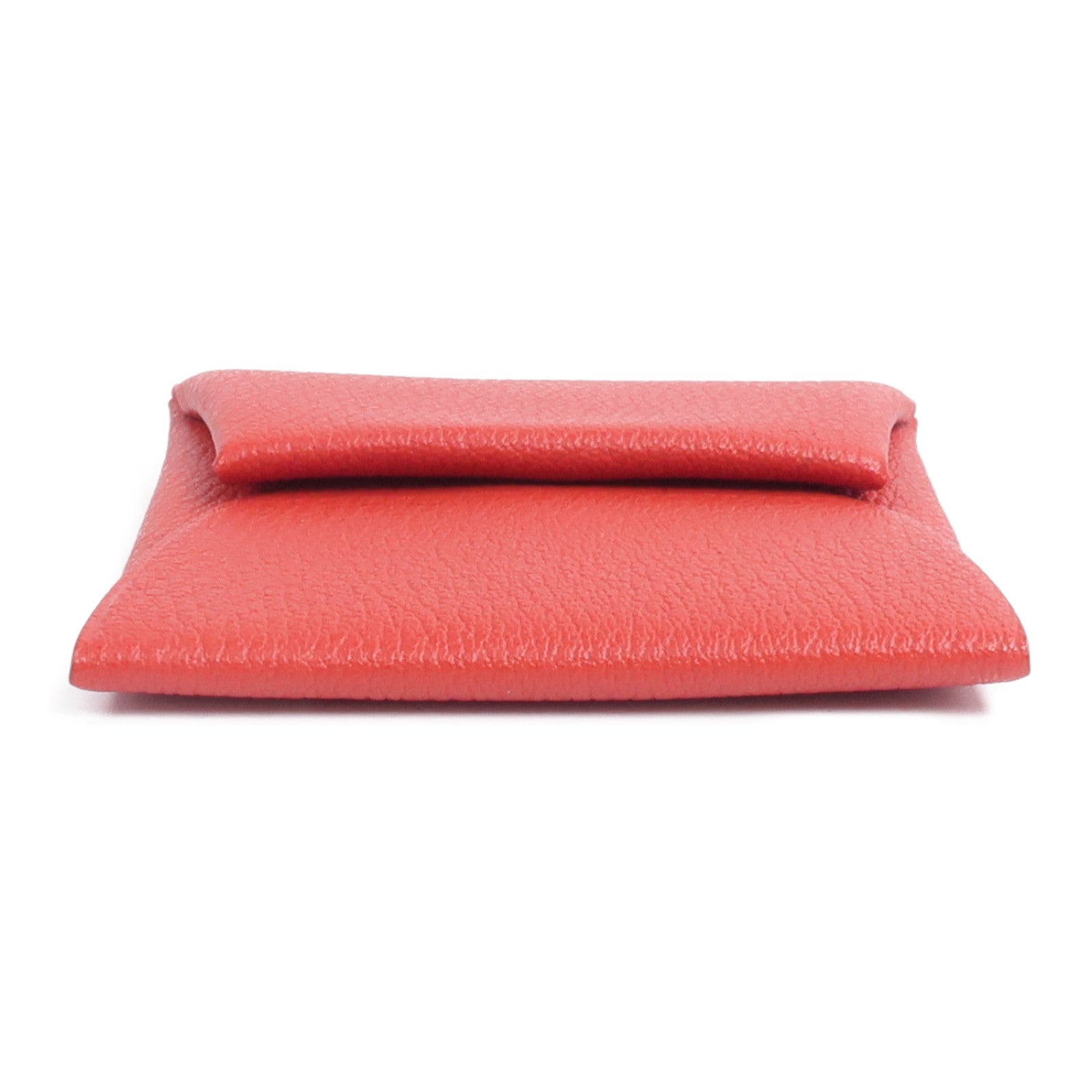HERMES Chevre皮革Bastia零錢包Rose Texas