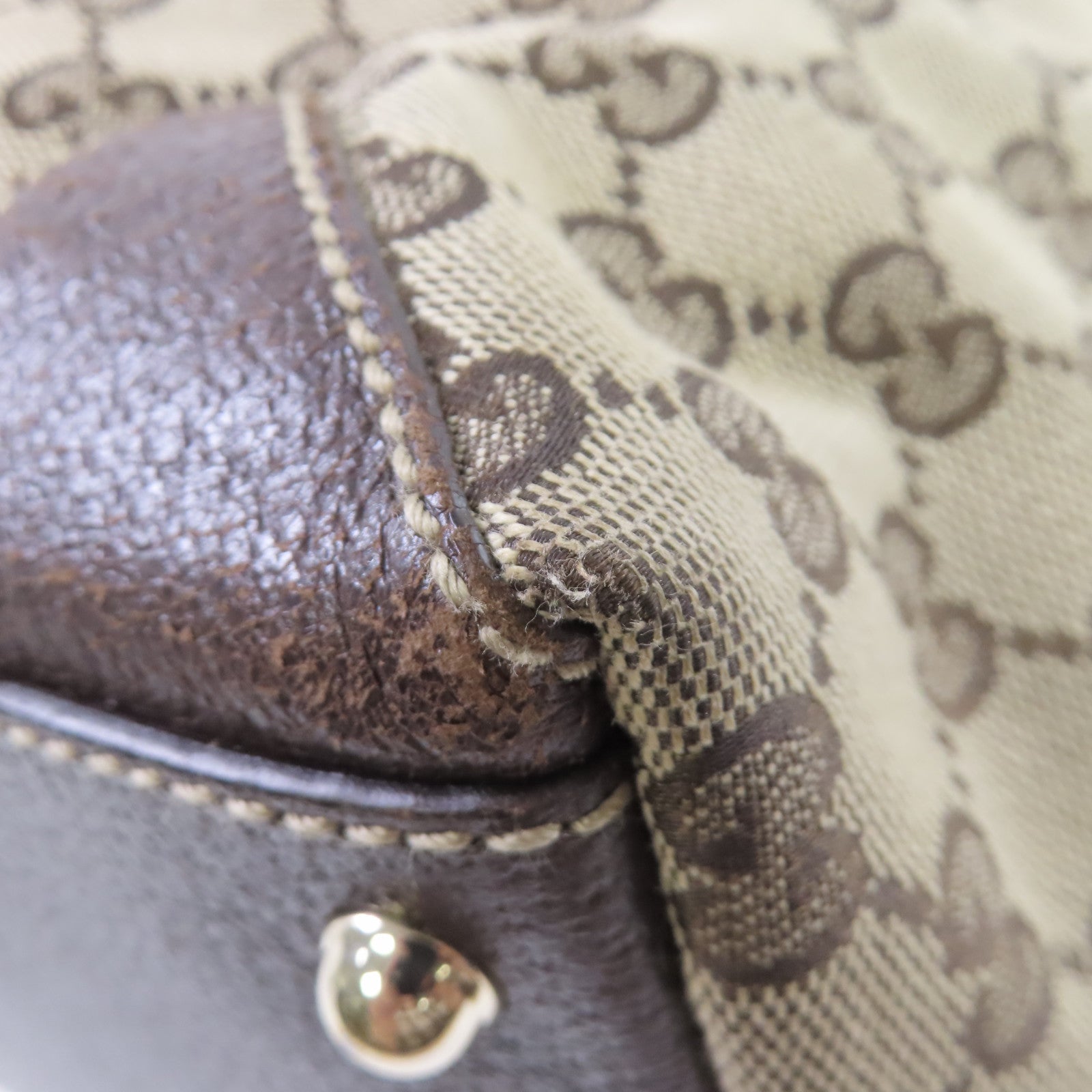 GUCCI 【激減優惠】GG帆布Tote Bag金扣手挽啡色